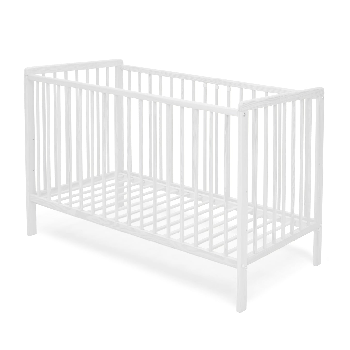 Babybett Kinderbett 60x120 Gitterbett Baby Bett Komplett-Set Beistellbett mitwachsend, Lattenrost höhenverstellbar mit abnehmbaren Sprossen | weiß Kiefer-Vollholz