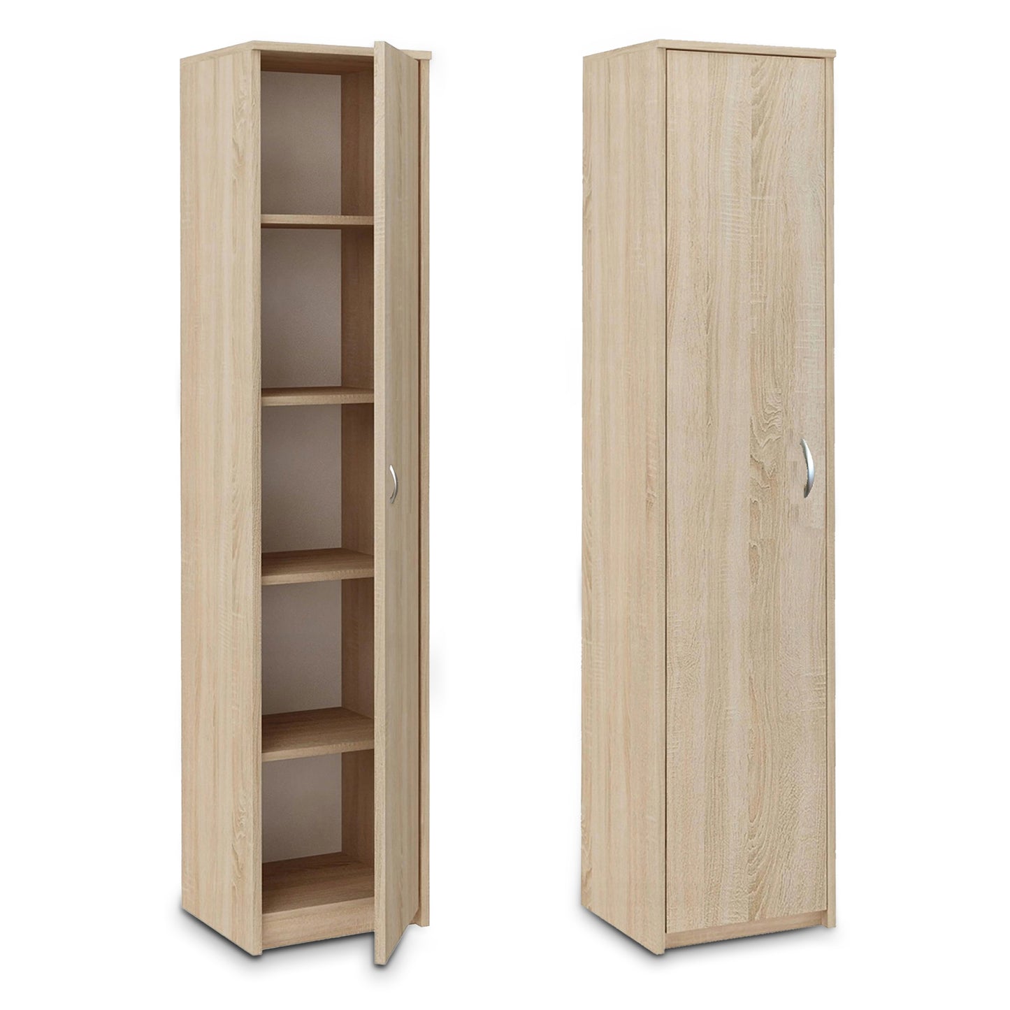 Schrank Mehrzweckschrank, 40cm Breite 180cm Höhe mit vier Einlegeböden schmaler Aktenschrank Organizer Kleiderschrank aus MDF Holz