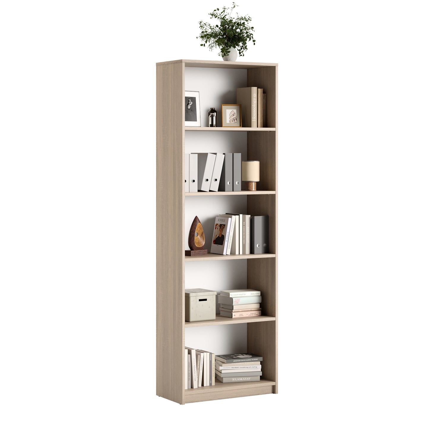 Bücherregal Aktenregal Standregal Raumteiler weiß mit 5 offenen Fächern aus MDF Holz | Breite 40 cm, 50 cm oder 60 cm