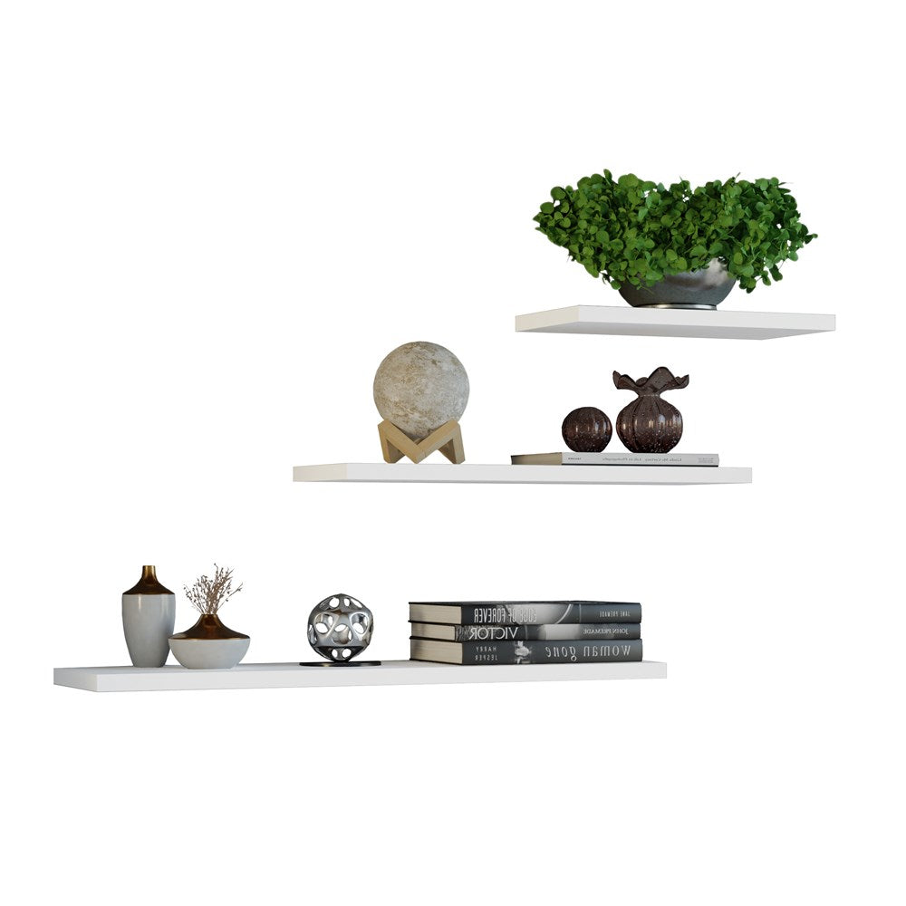 Etagère murale 3 pièces 30 cm, 45 cm et 60 cm de large, étagère murale, étagère flottante blanche pour livres, tableaux, décoration, salon, chambre, salle à manger, couloir