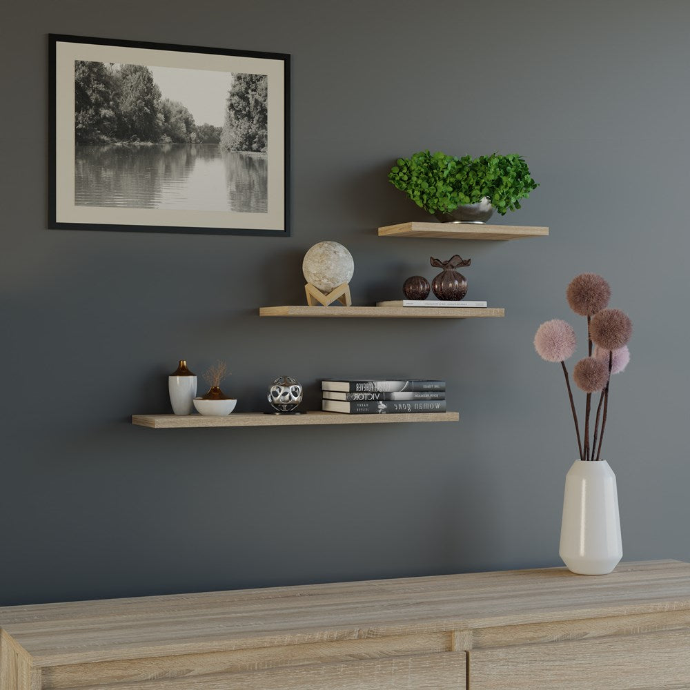 Etagère murale 3 pièces 30 cm, 45 cm et 60 cm de large, étagère murale, étagère flottante blanche pour livres, tableaux, décoration, salon, chambre, salle à manger, couloir