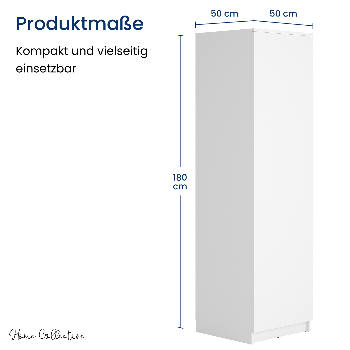 Garderobenschrank Garderobe Mehrzweckschrank weiß 50cm Breite 180cm Höhe mit Kleiderstange und Extra-Fach, Kleiderschrank Organizer aus MDF Holz