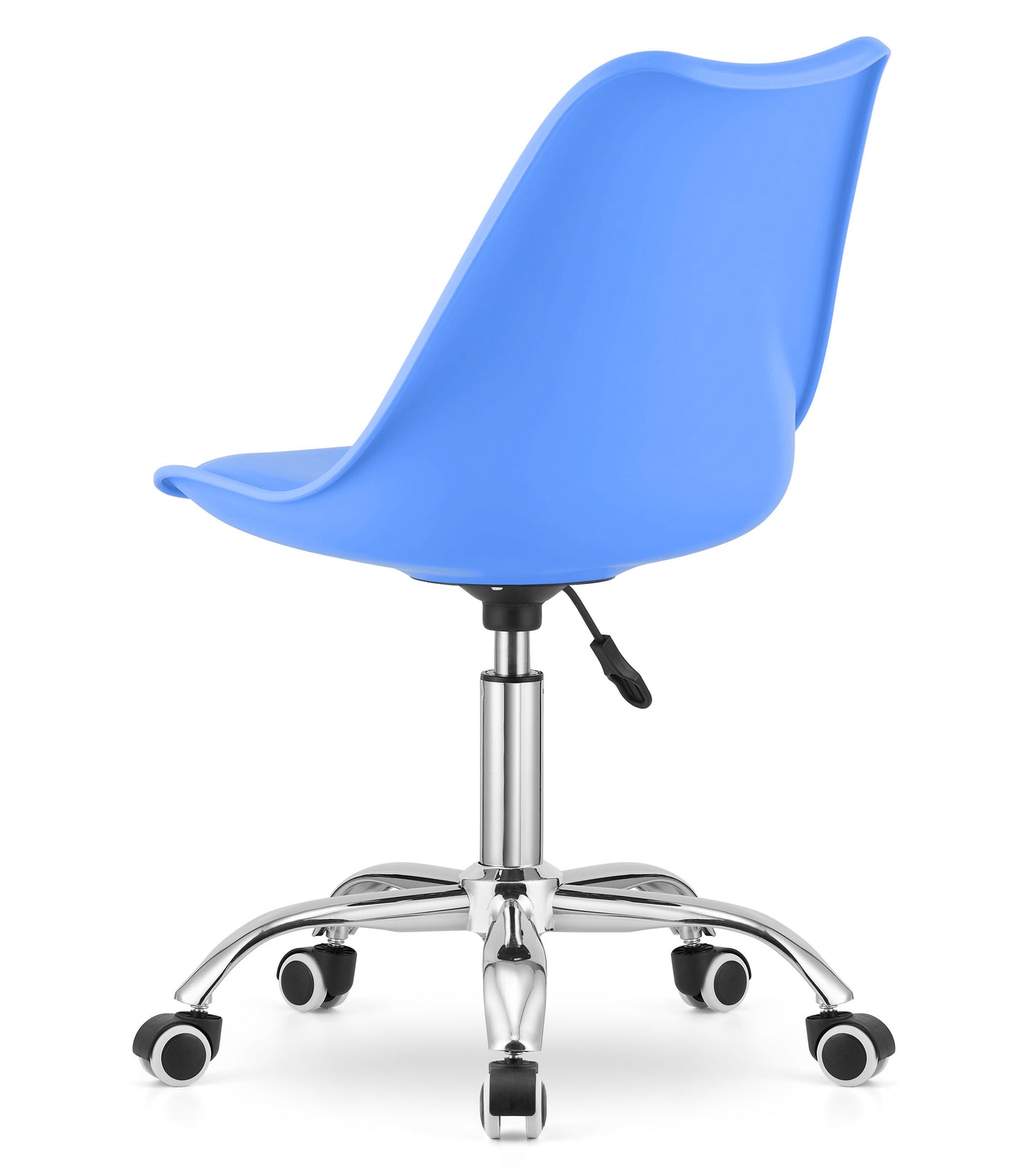 Chaise de bureau pivotante à roulettes, chaise de bureau réglable en hauteur en polypropylène et coussin en simili cuir, cadre chromé, 56,5 x 48,5 x 91,5 cm