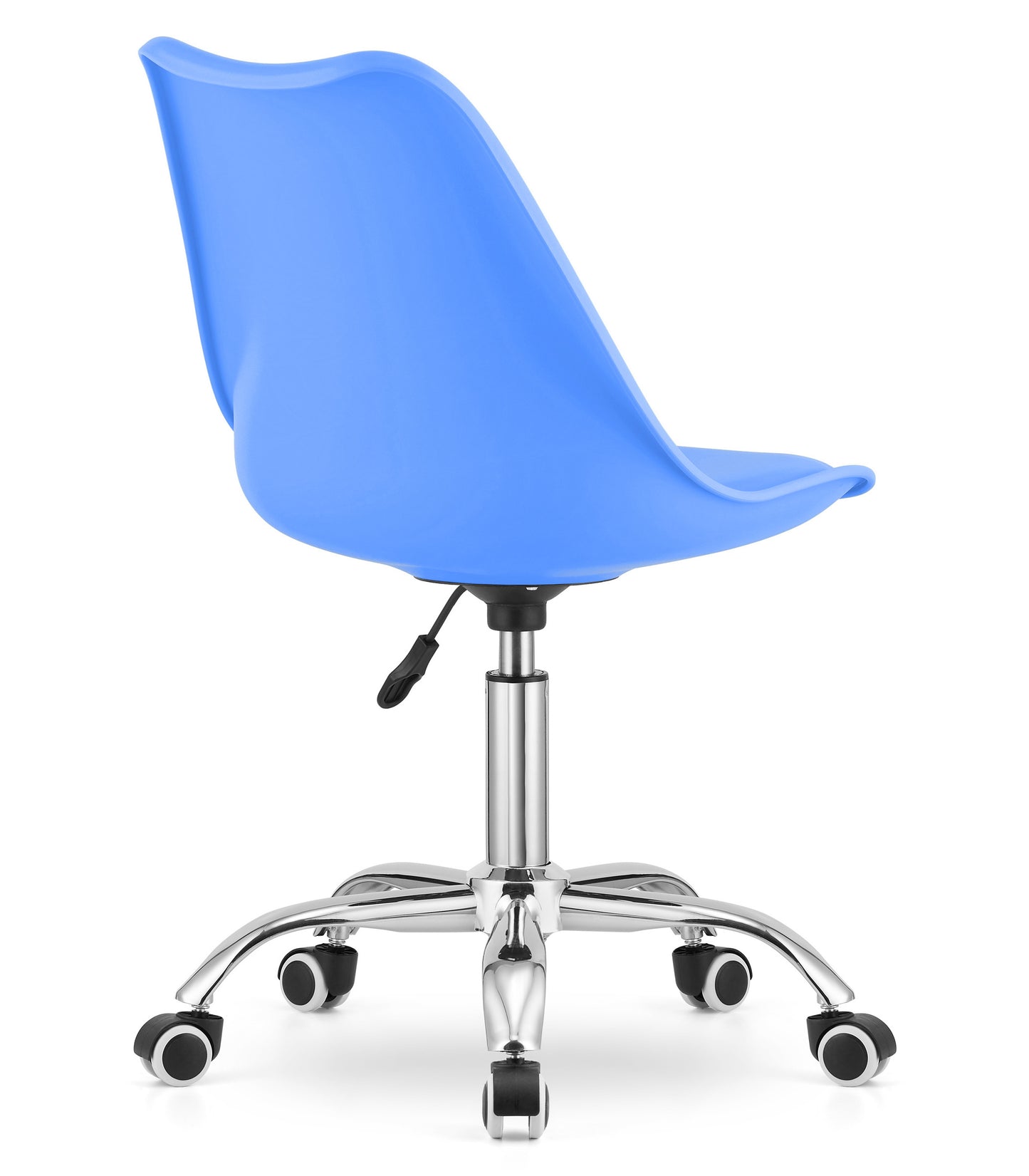 Chaise de bureau pivotante à roulettes, chaise de bureau réglable en hauteur en polypropylène et coussin en simili cuir, cadre chromé, 56,5 x 48,5 x 91,5 cm