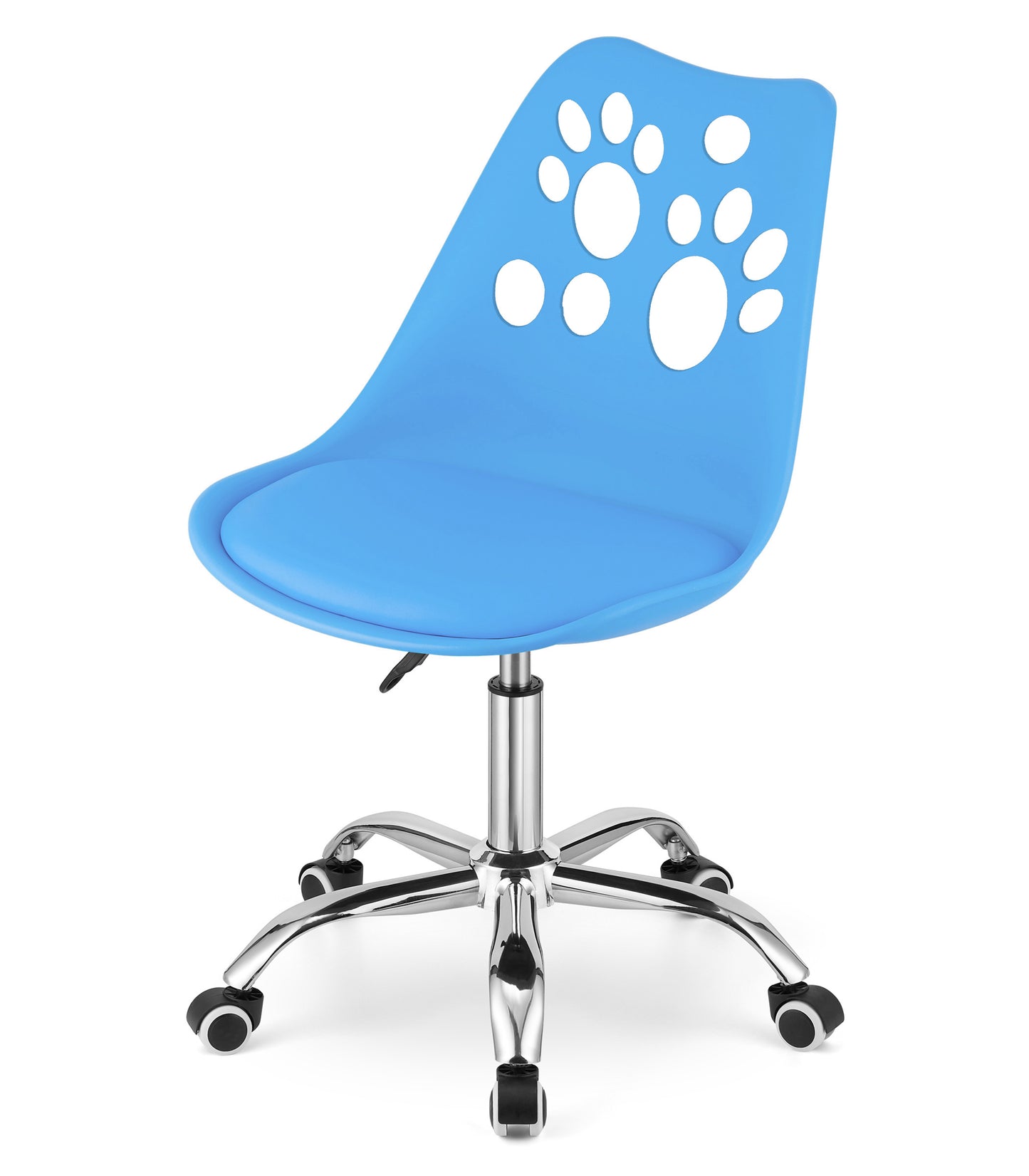 Chaise pivotante à roulettes, chaise de bureau réglable, chaise de bureau avec dossier, coussin en polypropylène et simili cuir, cadre chromé, 57 x 50 x 93,5 cm