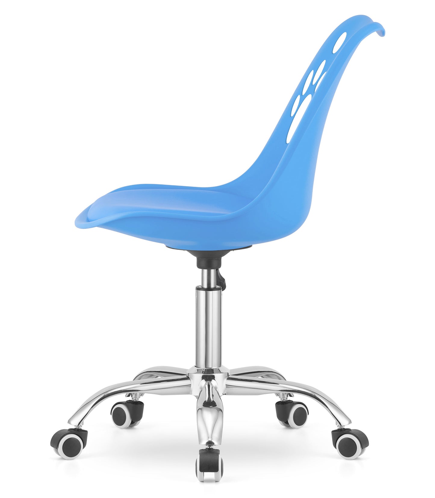 Chaise pivotante à roulettes, chaise de bureau réglable, chaise de bureau avec dossier, coussin en polypropylène et simili cuir, cadre chromé, 57 x 50 x 93,5 cm