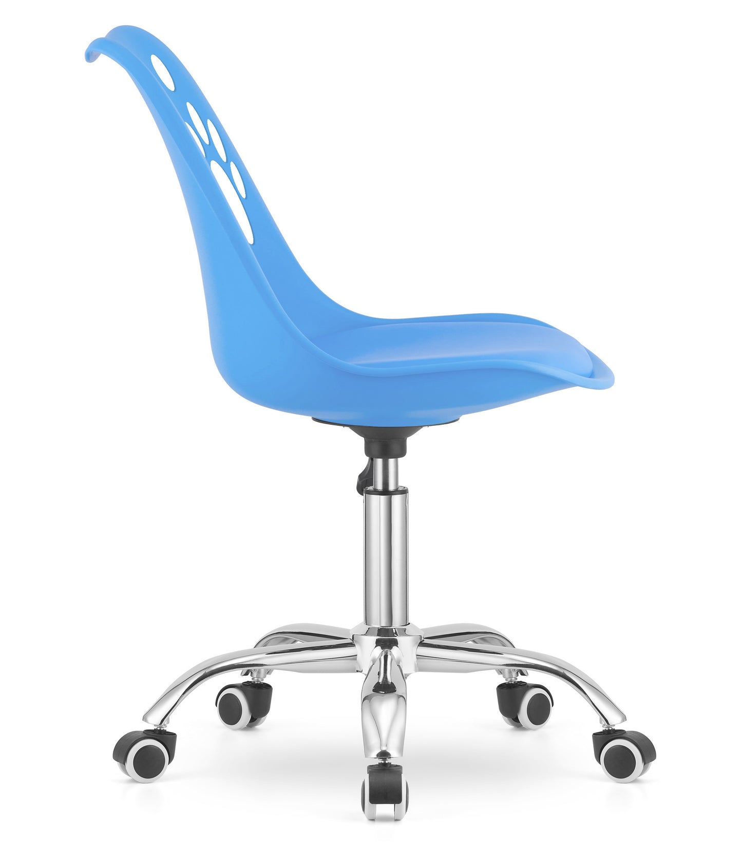Chaise pivotante à roulettes, chaise de bureau réglable, chaise de bureau avec dossier, coussin en polypropylène et simili cuir, cadre chromé, 57 x 50 x 93,5 cm