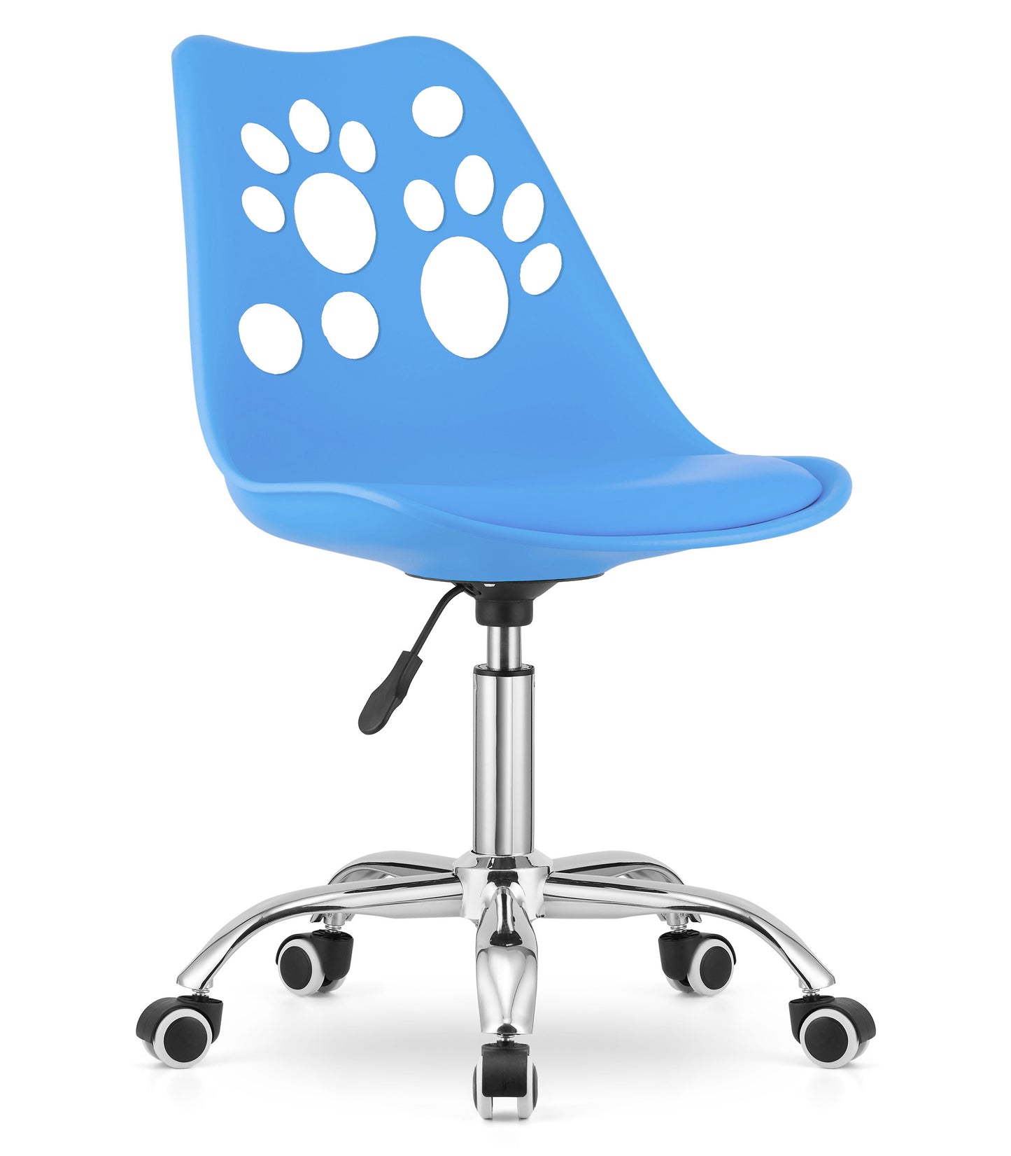Chaise pivotante à roulettes, chaise de bureau réglable, chaise de bureau avec dossier, coussin en polypropylène et simili cuir, cadre chromé, 57 x 50 x 93,5 cm