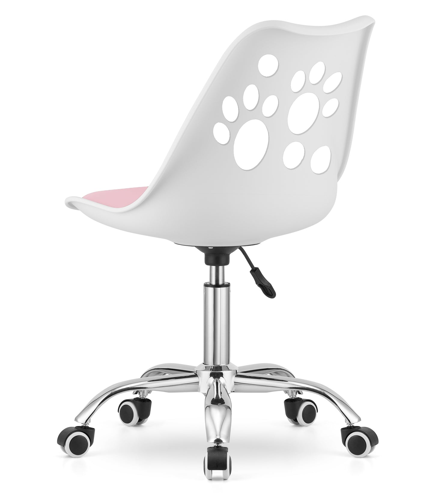 Chaise pivotante à roulettes, chaise de bureau réglable, chaise de bureau avec dossier, coussin en polypropylène et simili cuir, cadre chromé, 57 x 50 x 93,5 cm