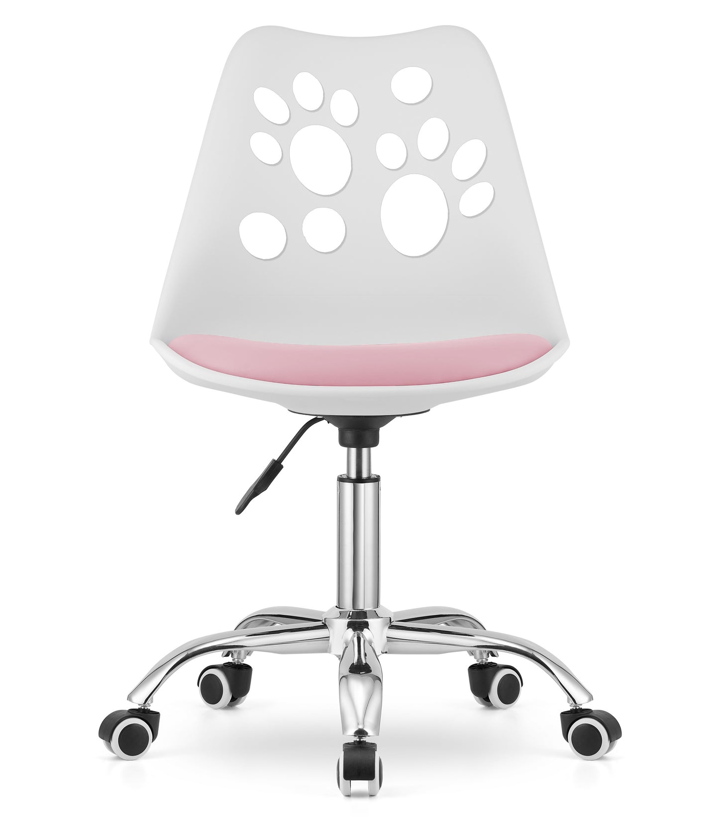 Chaise pivotante à roulettes, chaise de bureau réglable, chaise de bureau avec dossier, coussin en polypropylène et simili cuir, cadre chromé, 57 x 50 x 93,5 cm