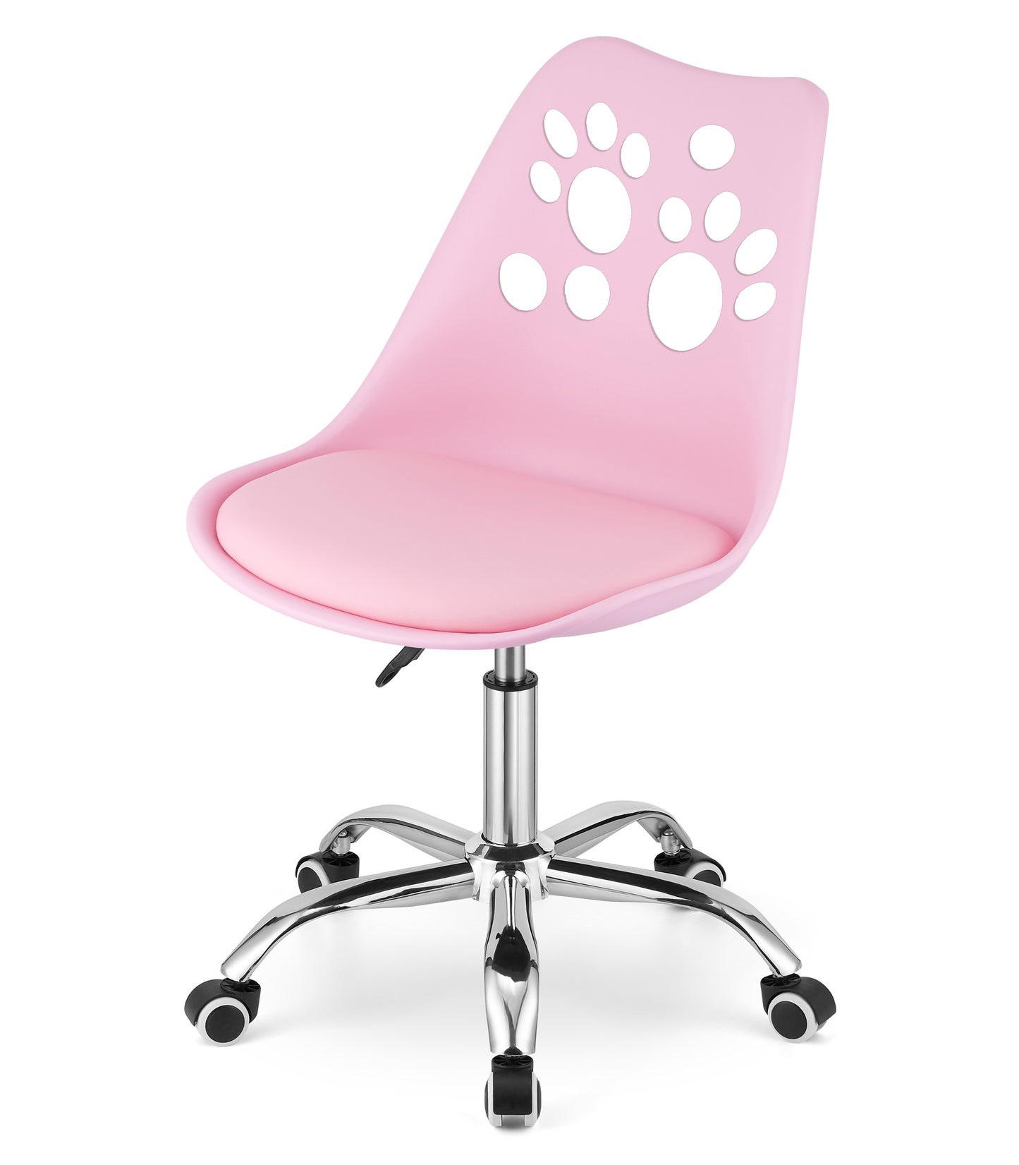 Chaise pivotante à roulettes, chaise de bureau réglable, chaise de bureau avec dossier, coussin en polypropylène et simili cuir, cadre chromé, 57 x 50 x 93,5 cm