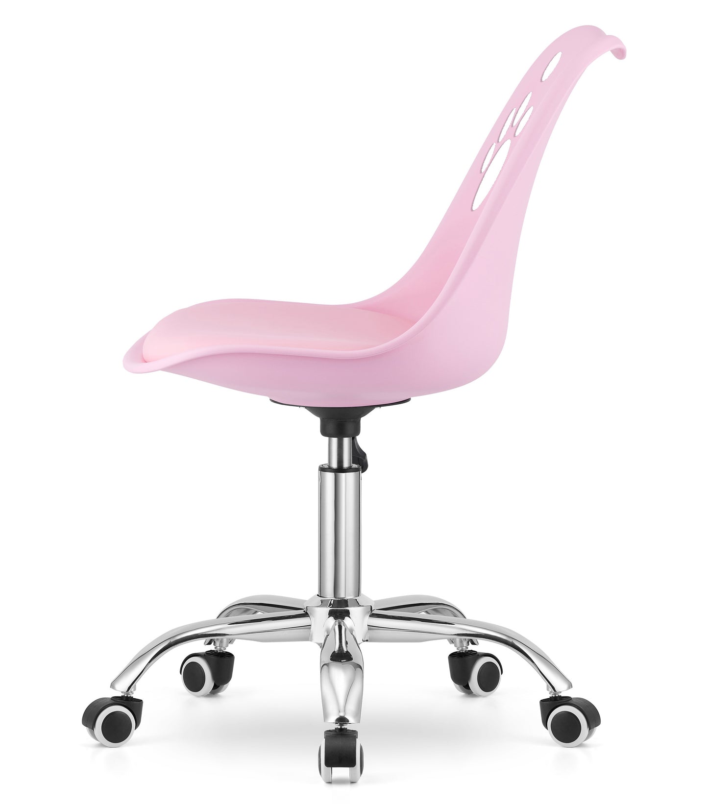 Chaise pivotante à roulettes, chaise de bureau réglable, chaise de bureau avec dossier, coussin en polypropylène et simili cuir, cadre chromé, 57 x 50 x 93,5 cm