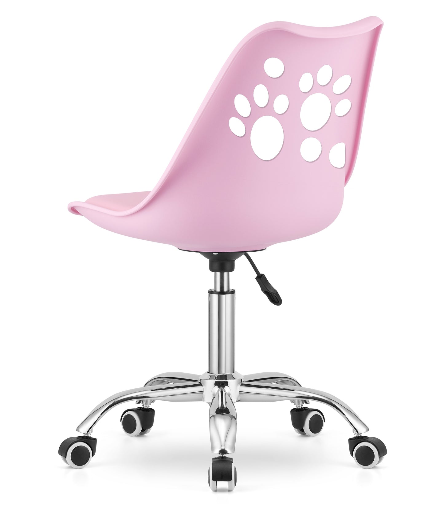 Chaise pivotante à roulettes, chaise de bureau réglable, chaise de bureau avec dossier, coussin en polypropylène et simili cuir, cadre chromé, 57 x 50 x 93,5 cm