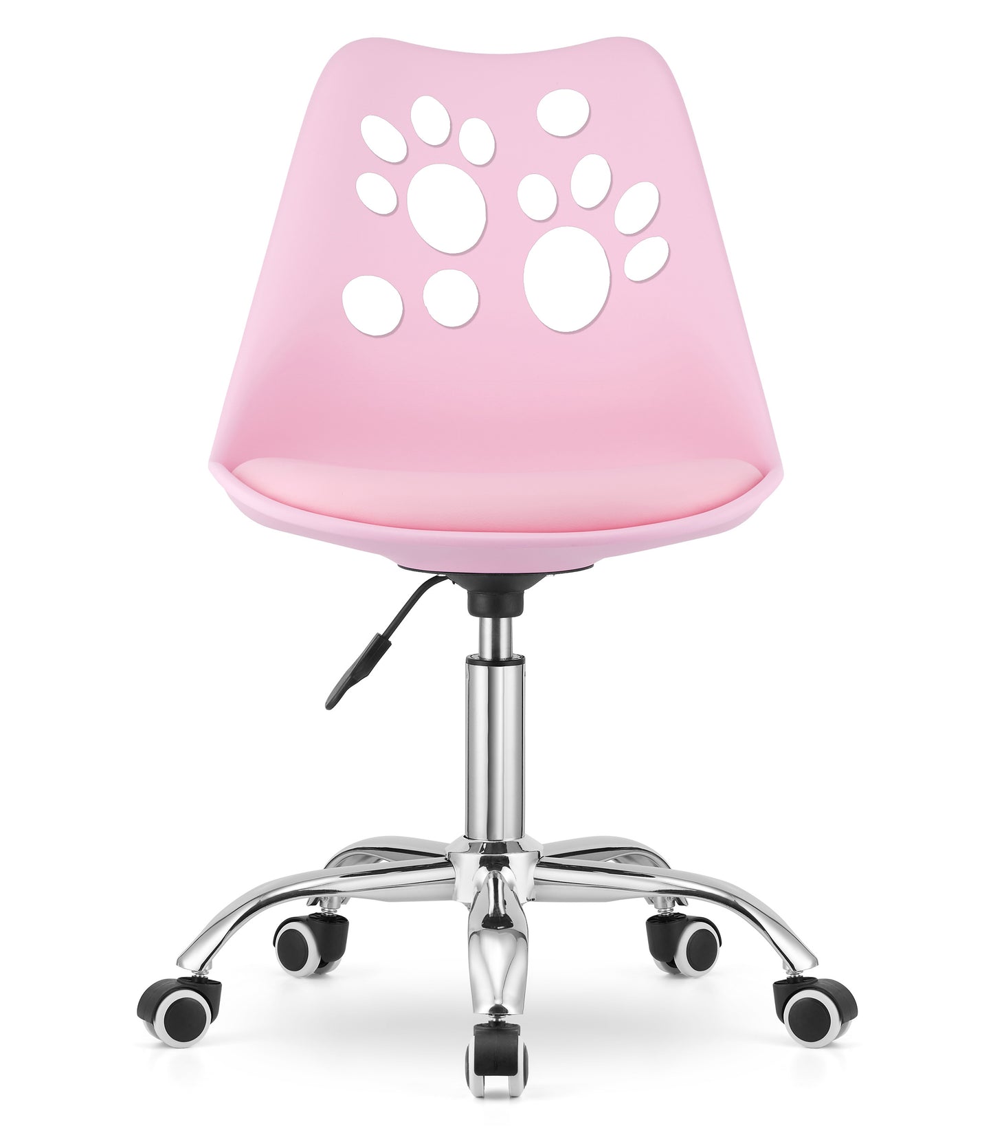 Chaise pivotante à roulettes, chaise de bureau réglable, chaise de bureau avec dossier, coussin en polypropylène et simili cuir, cadre chromé, 57 x 50 x 93,5 cm