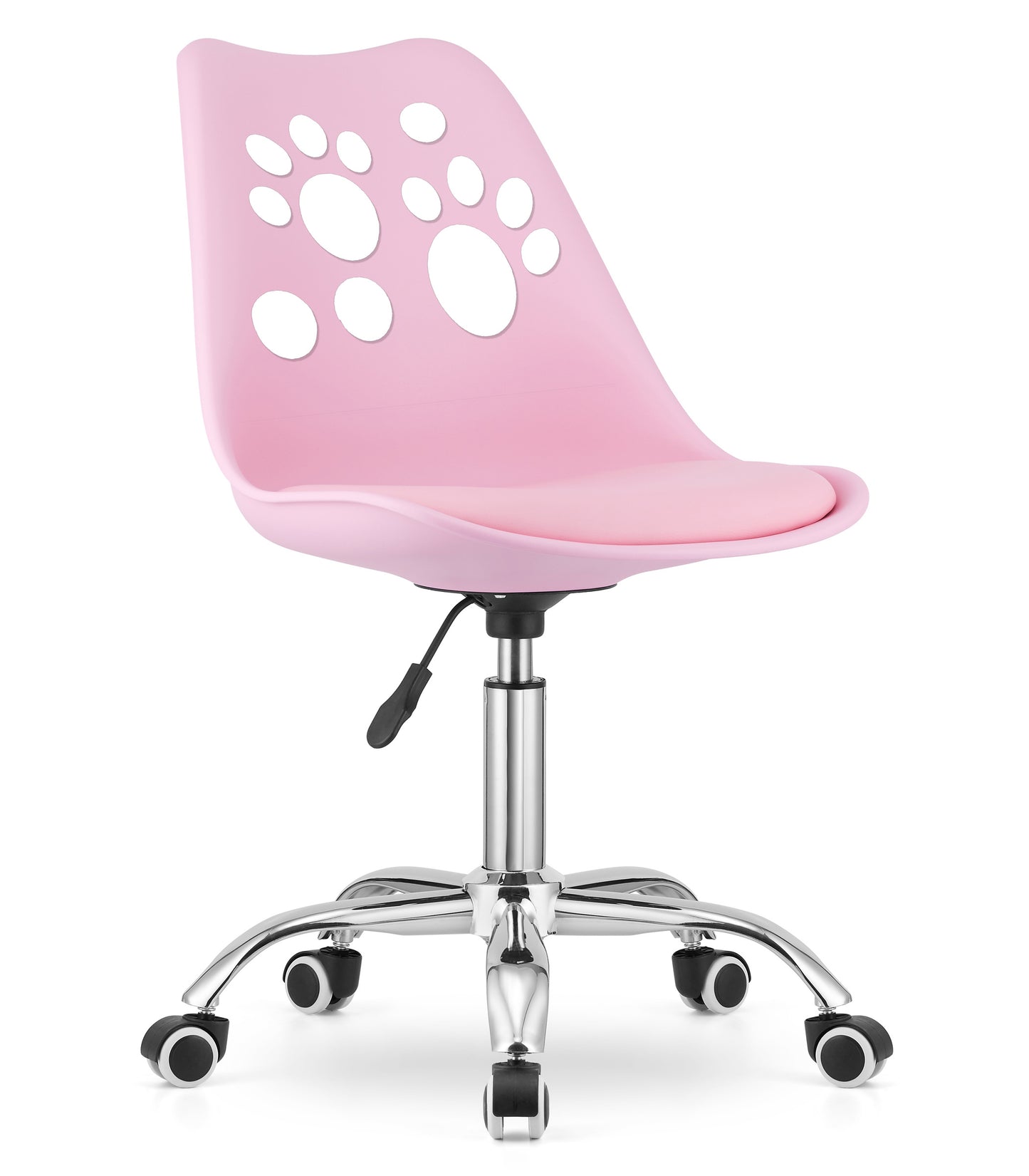 Chaise pivotante à roulettes, chaise de bureau réglable, chaise de bureau avec dossier, coussin en polypropylène et simili cuir, cadre chromé, 57 x 50 x 93,5 cm