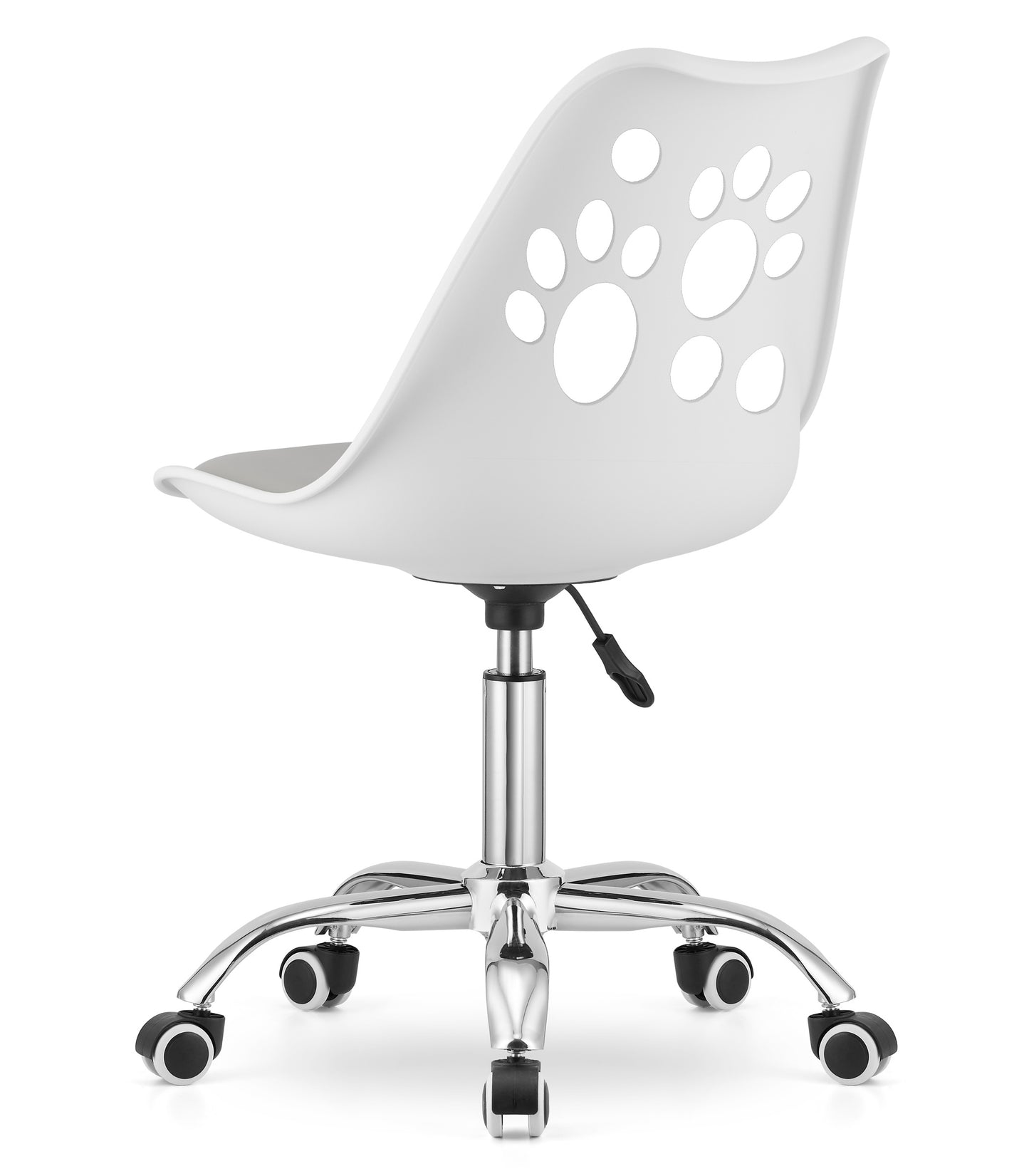 Chaise pivotante à roulettes, chaise de bureau réglable, chaise de bureau avec dossier, coussin en polypropylène et simili cuir, cadre chromé, 57 x 50 x 93,5 cm
