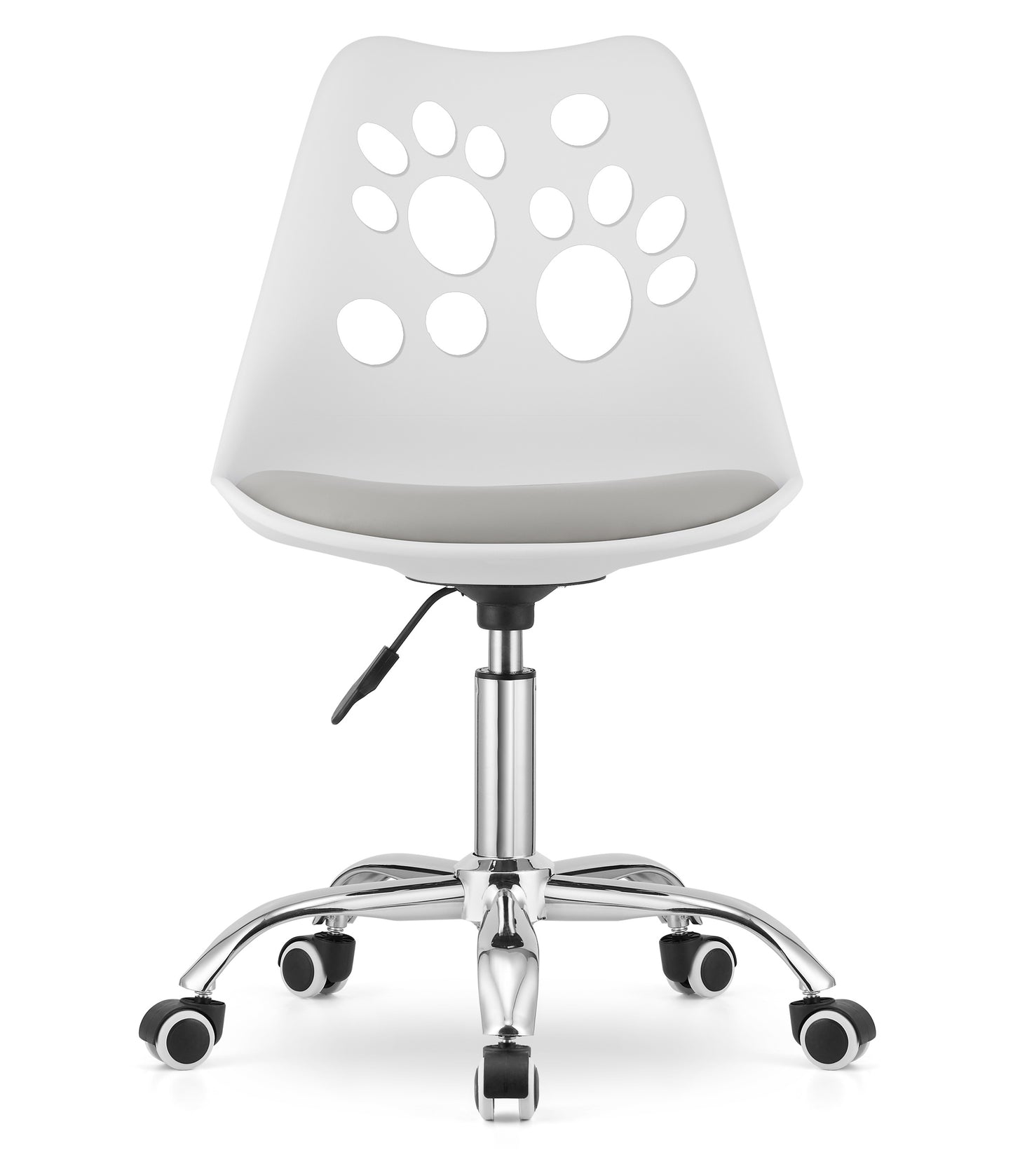 Chaise pivotante à roulettes, chaise de bureau réglable, chaise de bureau avec dossier, coussin en polypropylène et simili cuir, cadre chromé, 57 x 50 x 93,5 cm