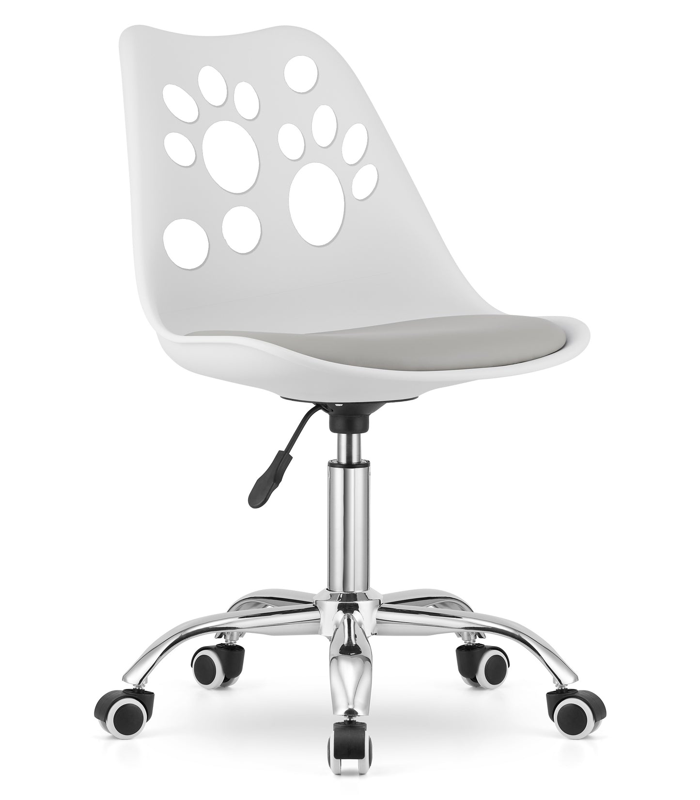 Chaise pivotante à roulettes, chaise de bureau réglable, chaise de bureau avec dossier, coussin en polypropylène et simili cuir, cadre chromé, 57 x 50 x 93,5 cm