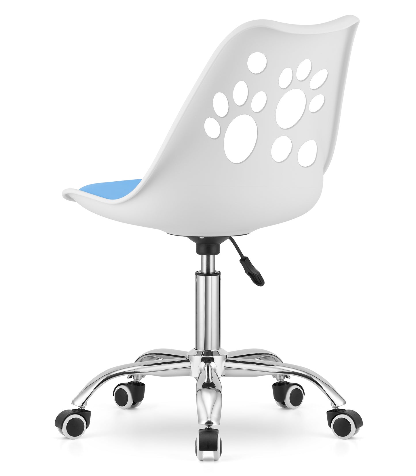Chaise pivotante à roulettes, chaise de bureau réglable, chaise de bureau avec dossier, coussin en polypropylène et simili cuir, cadre chromé, 57 x 50 x 93,5 cm
