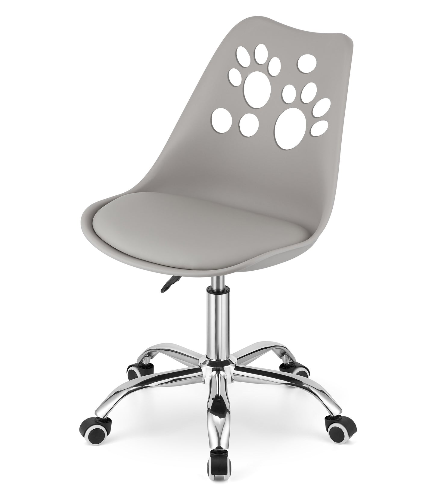 Chaise pivotante à roulettes, chaise de bureau réglable, chaise de bureau avec dossier, coussin en polypropylène et simili cuir, cadre chromé, 57 x 50 x 93,5 cm