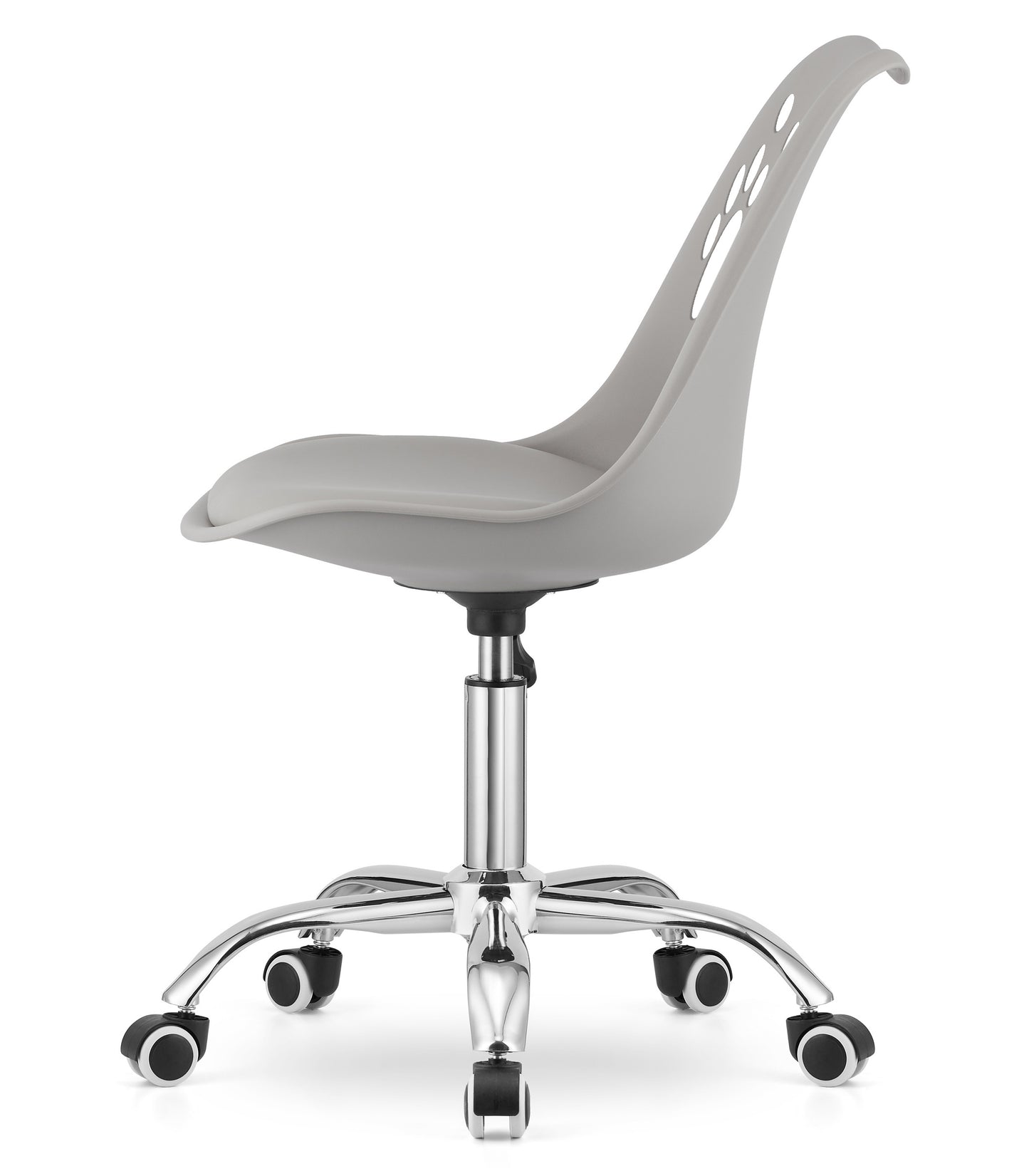 Chaise pivotante à roulettes, chaise de bureau réglable, chaise de bureau avec dossier, coussin en polypropylène et simili cuir, cadre chromé, 57 x 50 x 93,5 cm