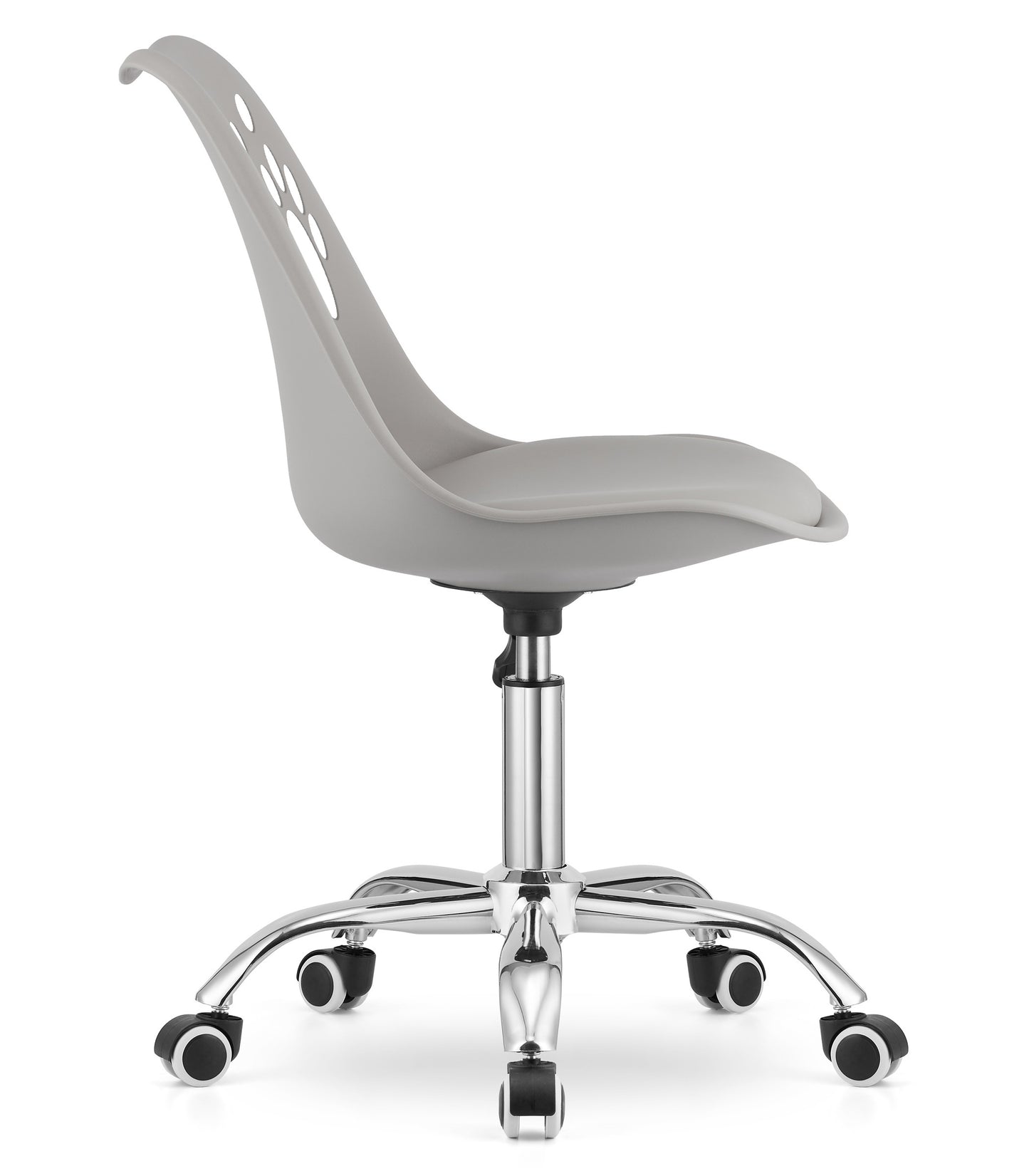 Chaise pivotante à roulettes, chaise de bureau réglable, chaise de bureau avec dossier, coussin en polypropylène et simili cuir, cadre chromé, 57 x 50 x 93,5 cm