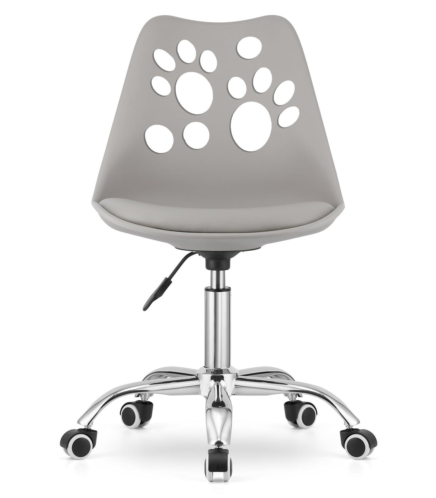 Chaise pivotante à roulettes, chaise de bureau réglable, chaise de bureau avec dossier, coussin en polypropylène et simili cuir, cadre chromé, 57 x 50 x 93,5 cm