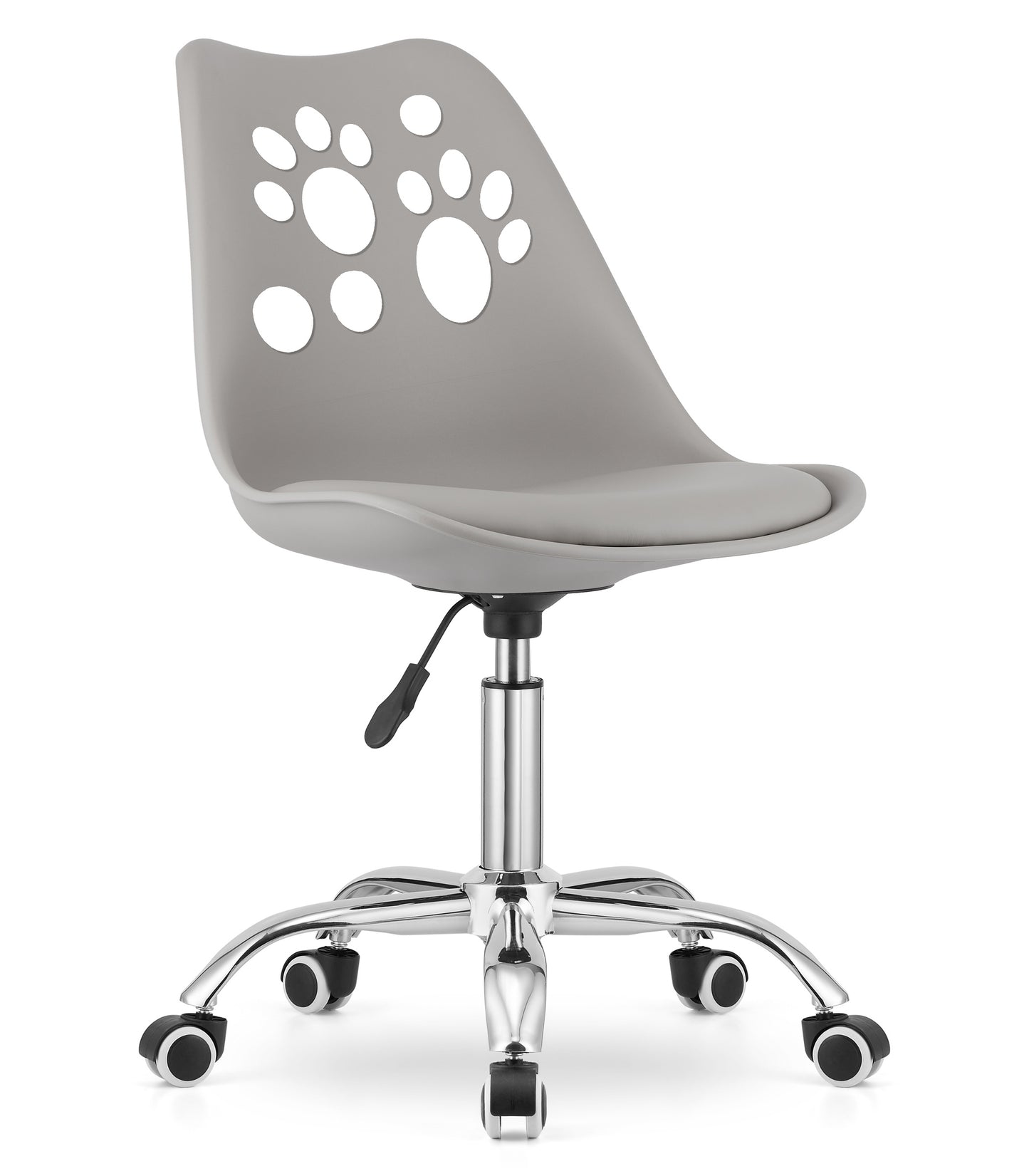 Chaise pivotante à roulettes, chaise de bureau réglable, chaise de bureau avec dossier, coussin en polypropylène et simili cuir, cadre chromé, 57 x 50 x 93,5 cm