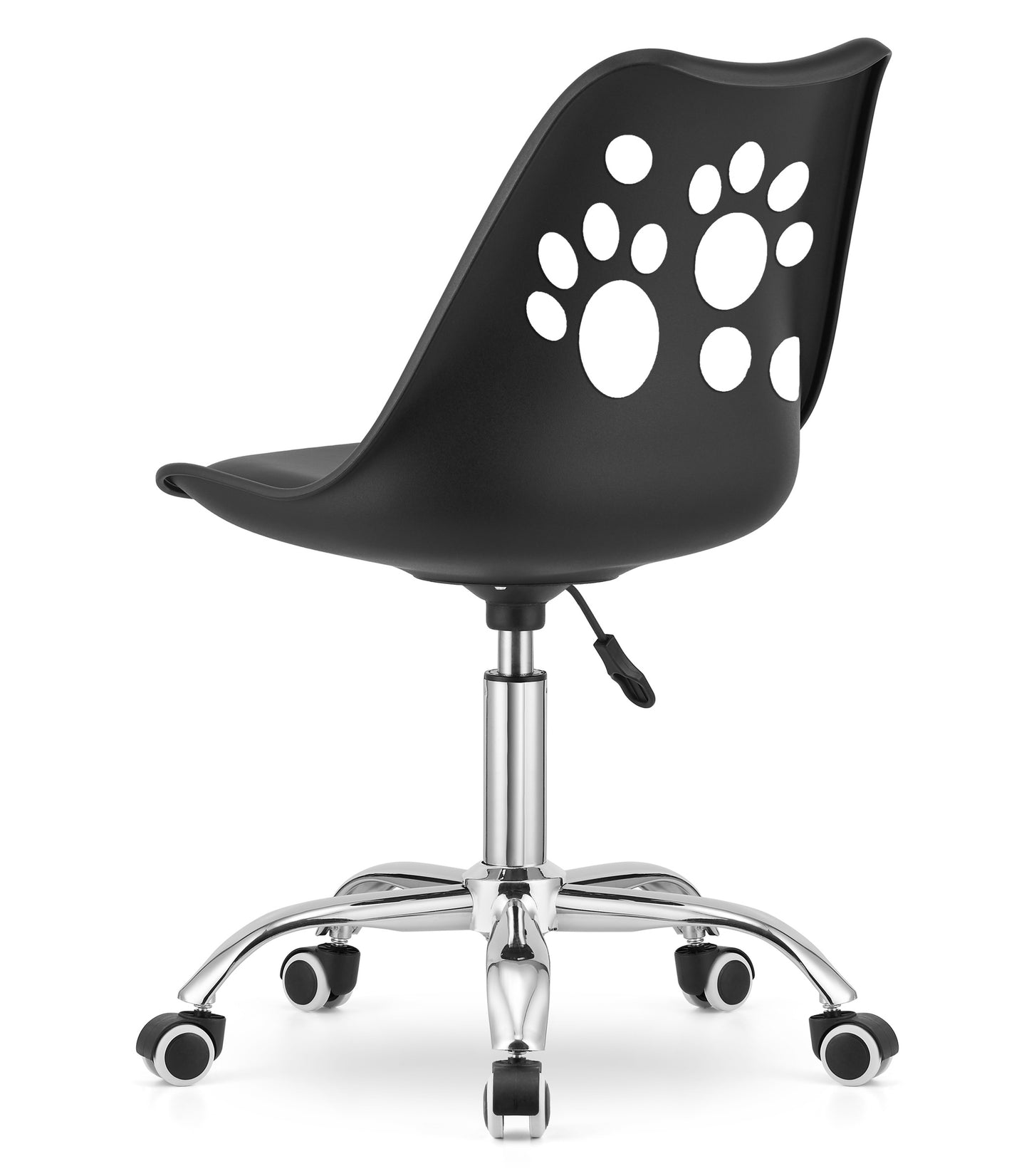 Chaise pivotante à roulettes, chaise de bureau réglable, chaise de bureau avec dossier, coussin en polypropylène et simili cuir, cadre chromé, 57 x 50 x 93,5 cm
