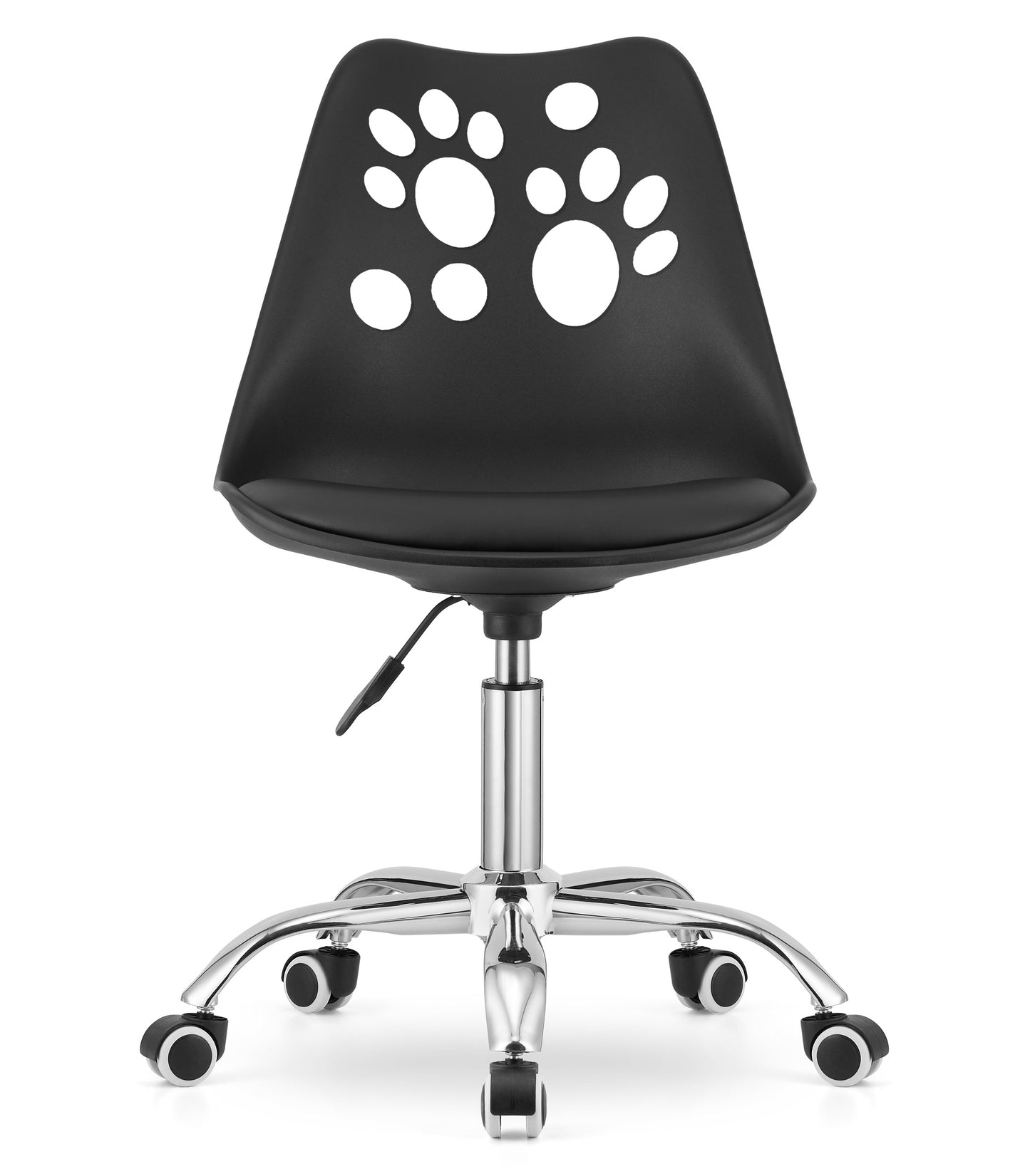 Chaise pivotante à roulettes, chaise de bureau réglable, chaise de bureau avec dossier, coussin en polypropylène et simili cuir, cadre chromé, 57 x 50 x 93,5 cm
