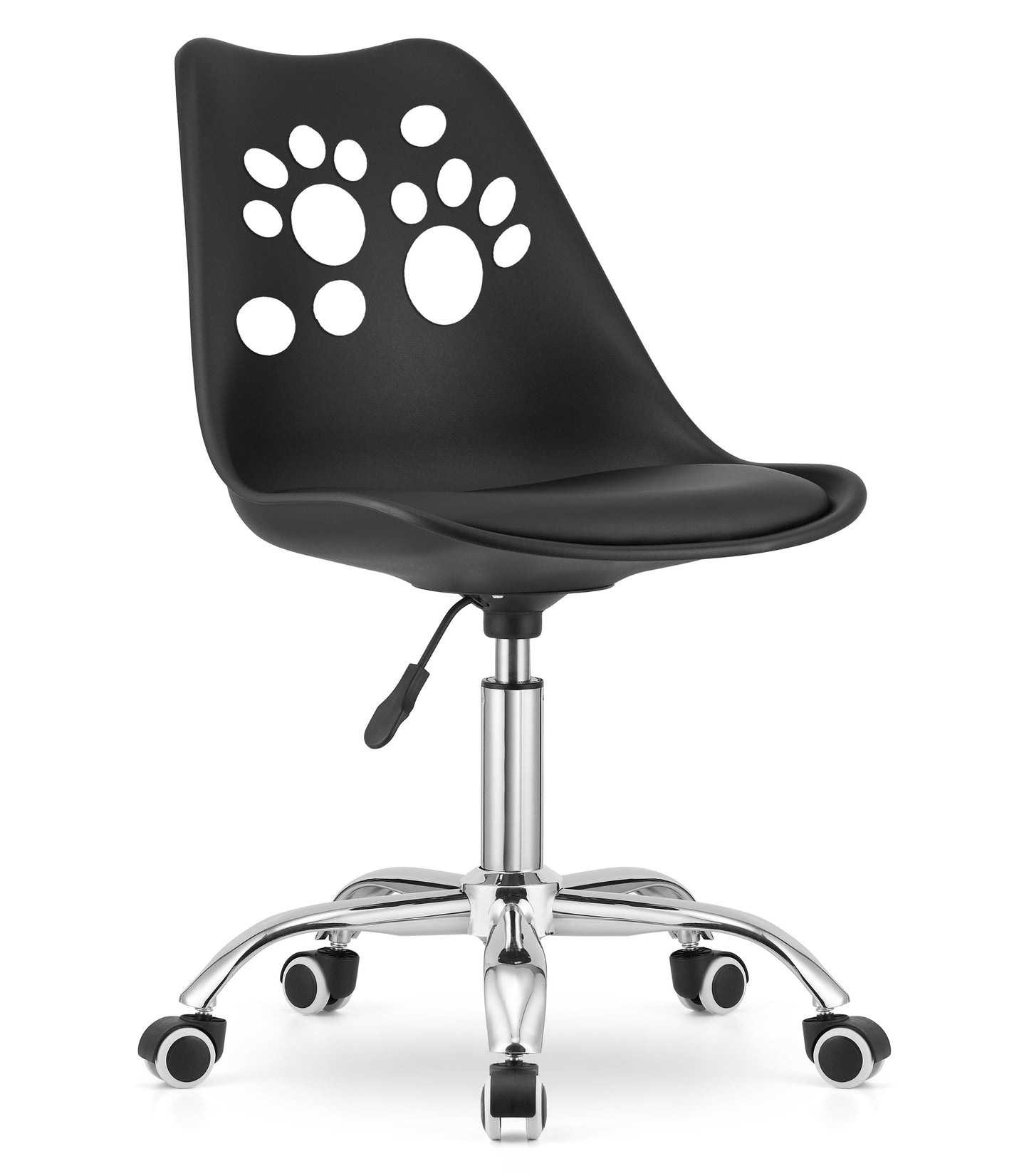Chaise pivotante à roulettes, chaise de bureau réglable, chaise de bureau avec dossier, coussin en polypropylène et simili cuir, cadre chromé, 57 x 50 x 93,5 cm