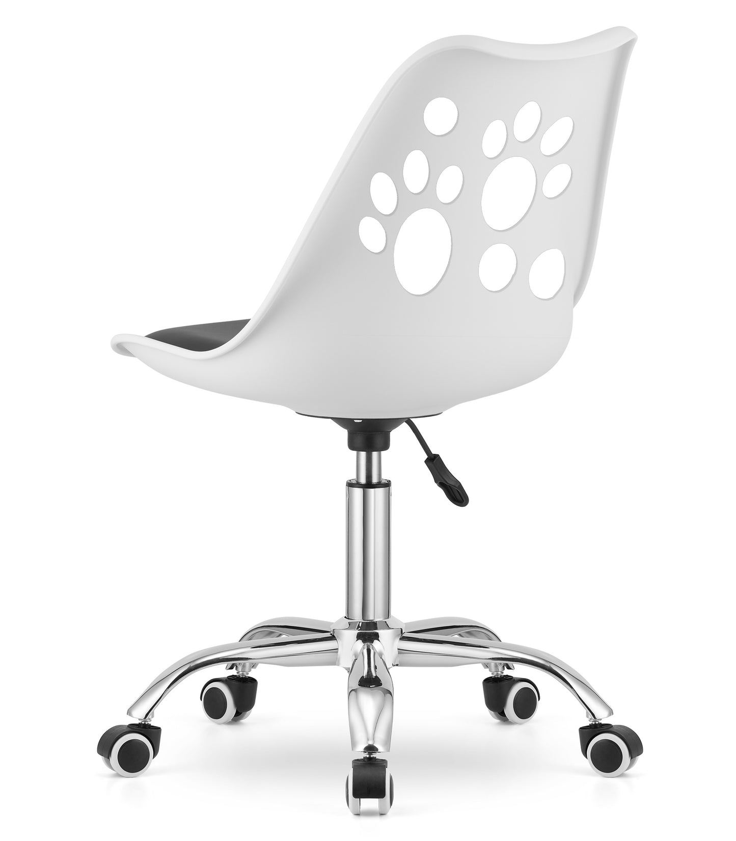Chaise pivotante à roulettes, chaise de bureau réglable, chaise de bureau avec dossier, coussin en polypropylène et simili cuir, cadre chromé, 57 x 50 x 93,5 cm