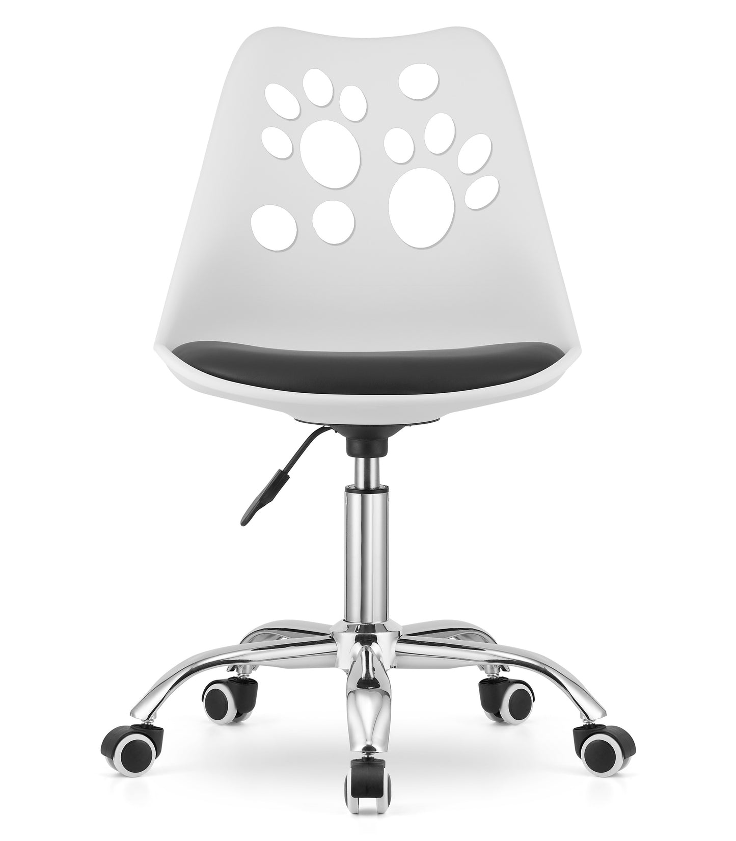 Chaise pivotante à roulettes, chaise de bureau réglable, chaise de bureau avec dossier, coussin en polypropylène et simili cuir, cadre chromé, 57 x 50 x 93,5 cm