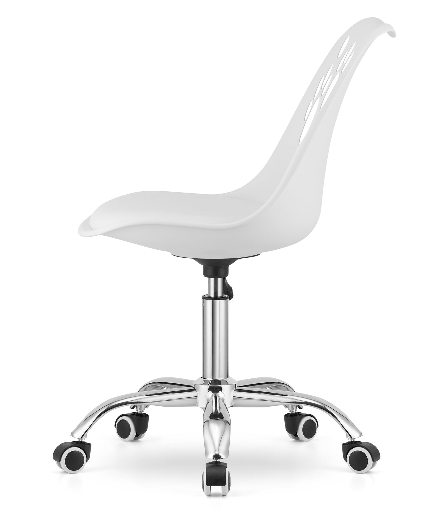 Chaise pivotante à roulettes, chaise de bureau réglable, chaise de bureau avec dossier, coussin en polypropylène et simili cuir, cadre chromé, 57 x 50 x 93,5 cm