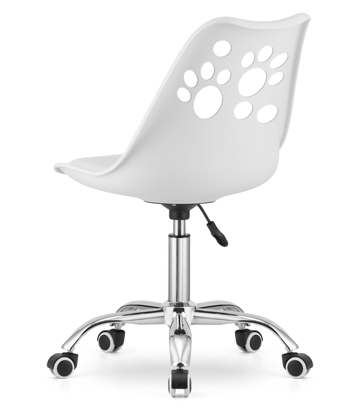 Chaise pivotante à roulettes, chaise de bureau réglable, chaise de bureau avec dossier, coussin en polypropylène et simili cuir, cadre chromé, 57 x 50 x 93,5 cm