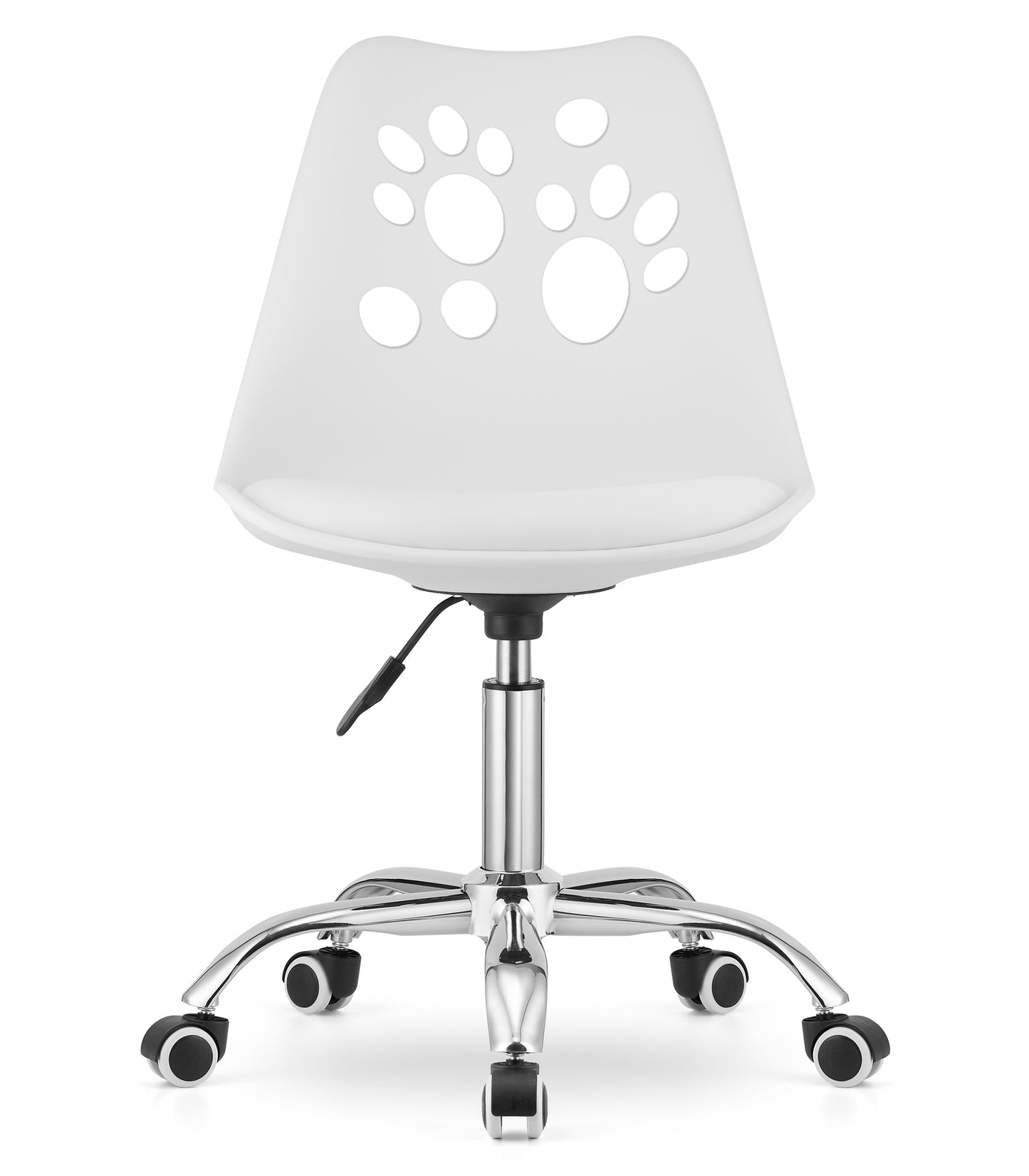 Chaise pivotante à roulettes, chaise de bureau réglable, chaise de bureau avec dossier, coussin en polypropylène et simili cuir, cadre chromé, 57 x 50 x 93,5 cm