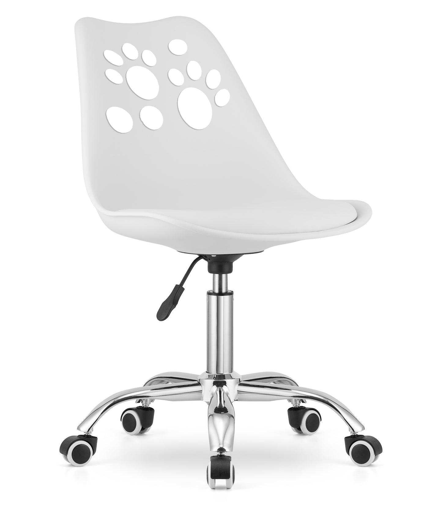 Chaise pivotante à roulettes, chaise de bureau réglable, chaise de bureau avec dossier, coussin en polypropylène et simili cuir, cadre chromé, 57 x 50 x 93,5 cm