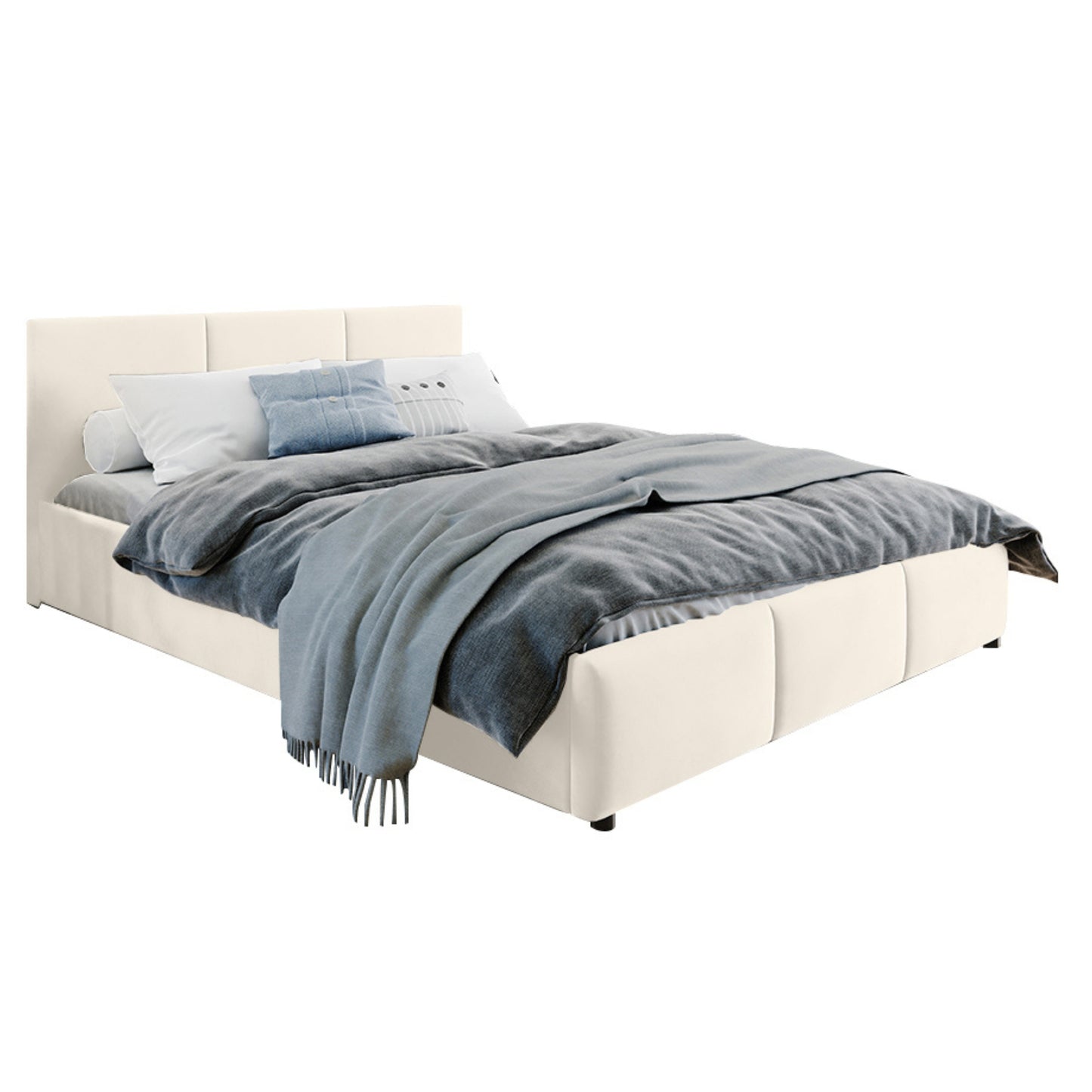 Bett 140x200 / 160x200 cm Doppelbett Polsterbett Bettgestell mit Lattenrost aus Metall, hydraulischer Bettkasten, Samtbezug in beige oder dunkelgrau, viel Stauraum, modern & pflegeleicht