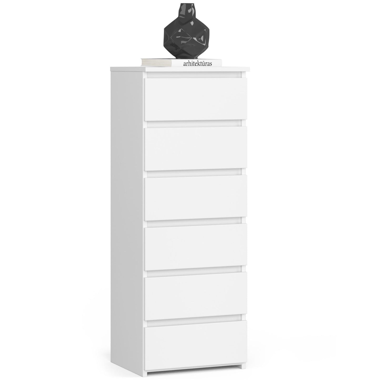 Kommode mit 6 Schubladen Kommode Schlafzimmer Flur Wohnzimmer Organizer Kommode mit Schubladen 40 cm breit 109 cm hoch | Holz Highboard Sideboard Mehrzweckschrank Schrank schmal