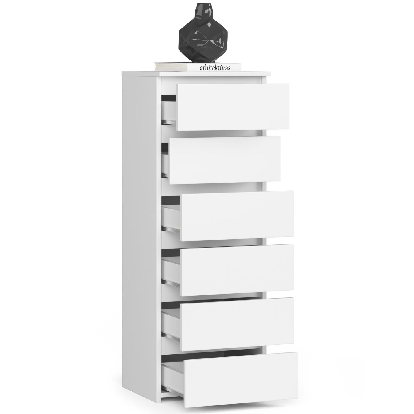 Kommode mit 6 Schubladen Kommode Schlafzimmer Flur Wohnzimmer Organizer Kommode mit Schubladen 40 cm breit 109 cm hoch | Holz Highboard Sideboard Mehrzweckschrank Schrank schmal