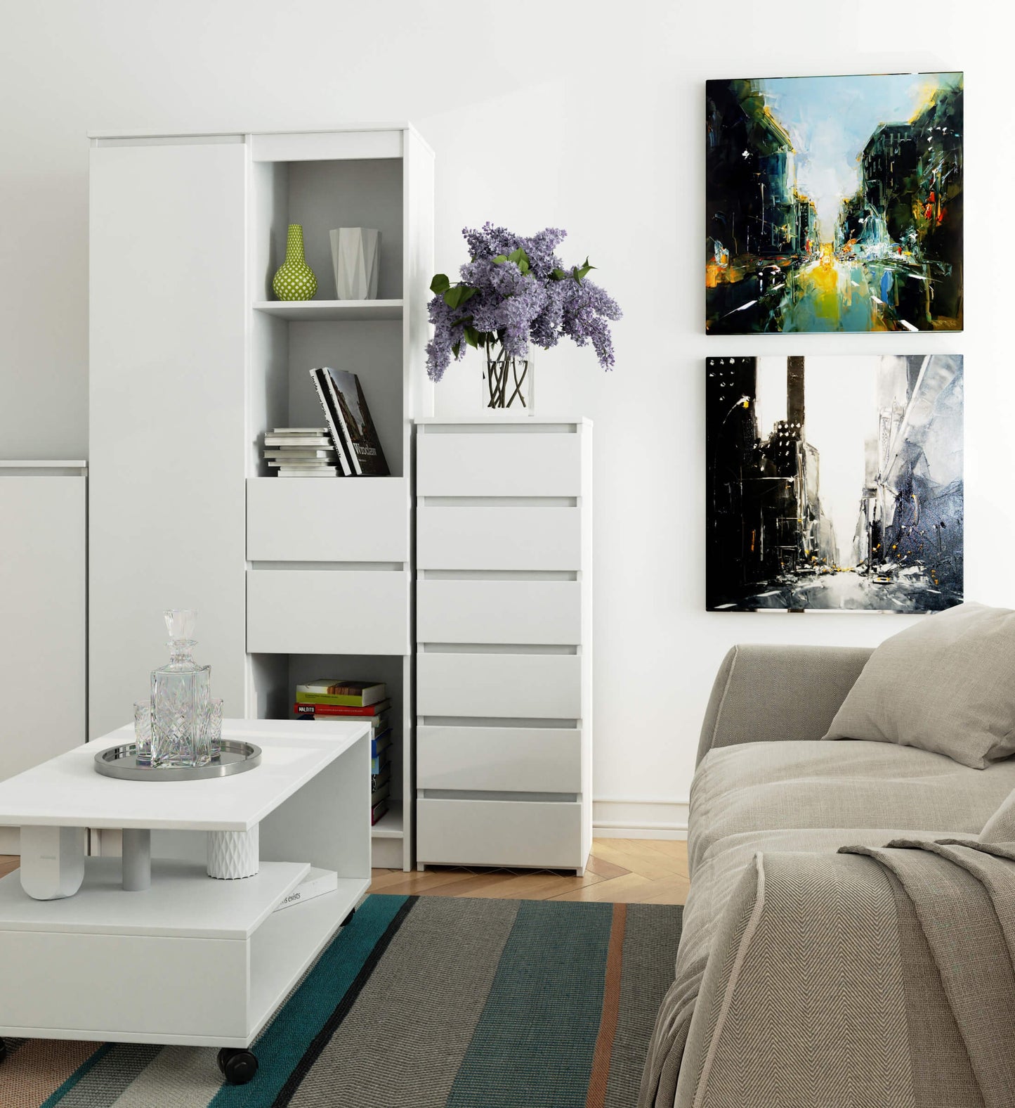 Kommode mit 6 Schubladen Kommode Schlafzimmer Flur Wohnzimmer Organizer Kommode mit Schubladen 40 cm breit 109 cm hoch | Holz Highboard Sideboard Mehrzweckschrank Schrank schmal