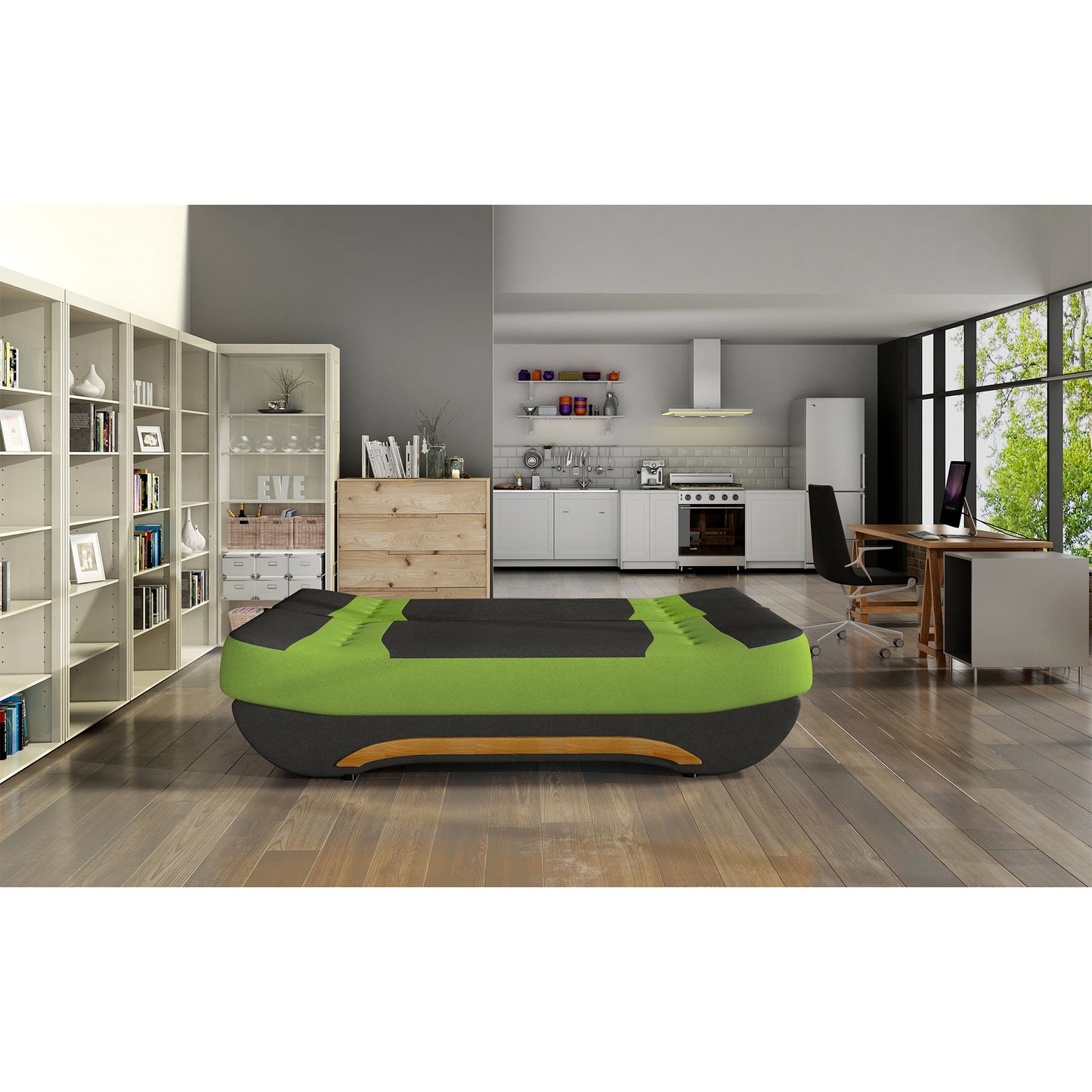 3-Sitzer Sofa Dreisitzer Schlafsofa, 3er Sofa mit 2 Dekokissen und Stauraum, umbaubar zum Bett Doppelbett