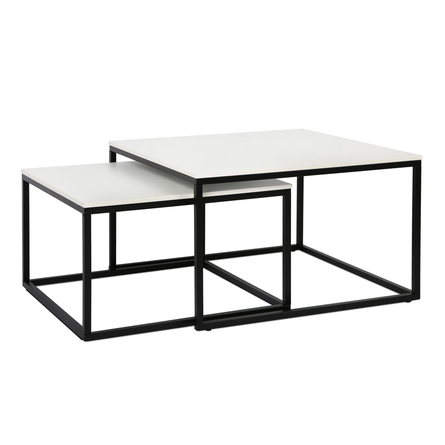 Couchtisch 2er Set aus Holz, Wohnzimmertisch Modern, Beistelltisch Set 2 in 1 mit Metallgestell für Wohnzimmer Büro Beistelltisch Loft Design TWIN, kratzfeste Oberfläche