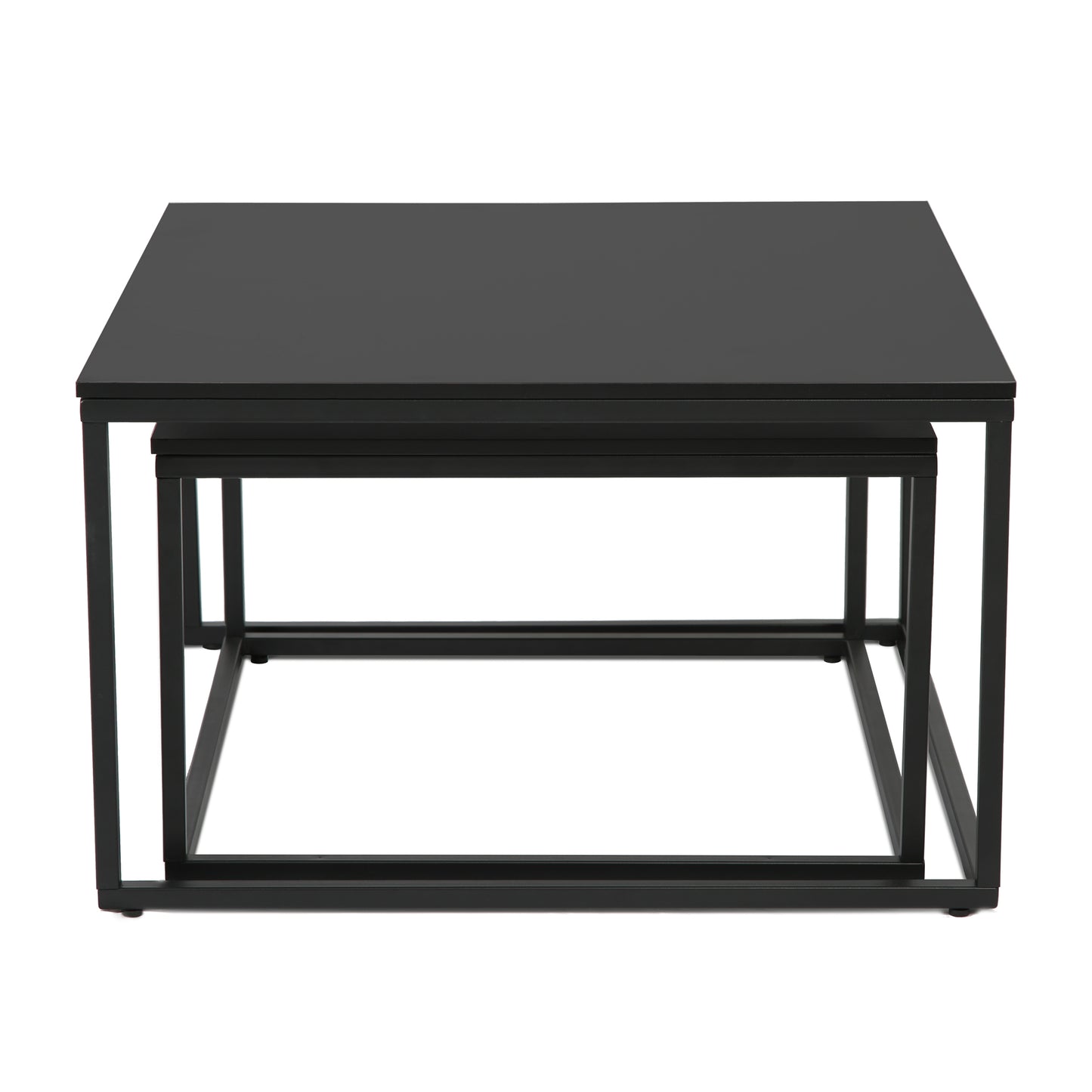 Couchtisch Groß 2er Set aus Holz, Wohnzimmertisch Modern, Beistelltisch Set 2 in 1 mit Metallgestell für Wohnzimmer Büro Beistelltisch Loft Design TWIN, kratzfeste Oberfläche