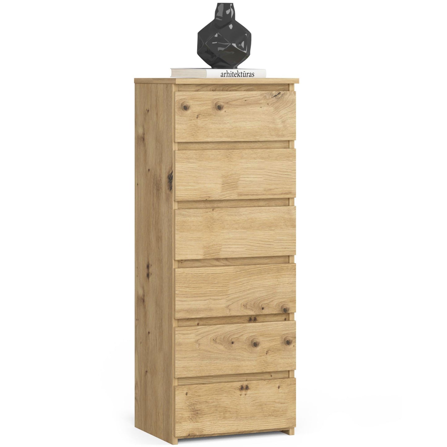 Kommode mit 6 Schubladen Kommode Schlafzimmer Flur Wohnzimmer Organizer Kommode mit Schubladen 40 cm breit 109 cm hoch | Holz Highboard Sideboard Mehrzweckschrank Schrank schmal