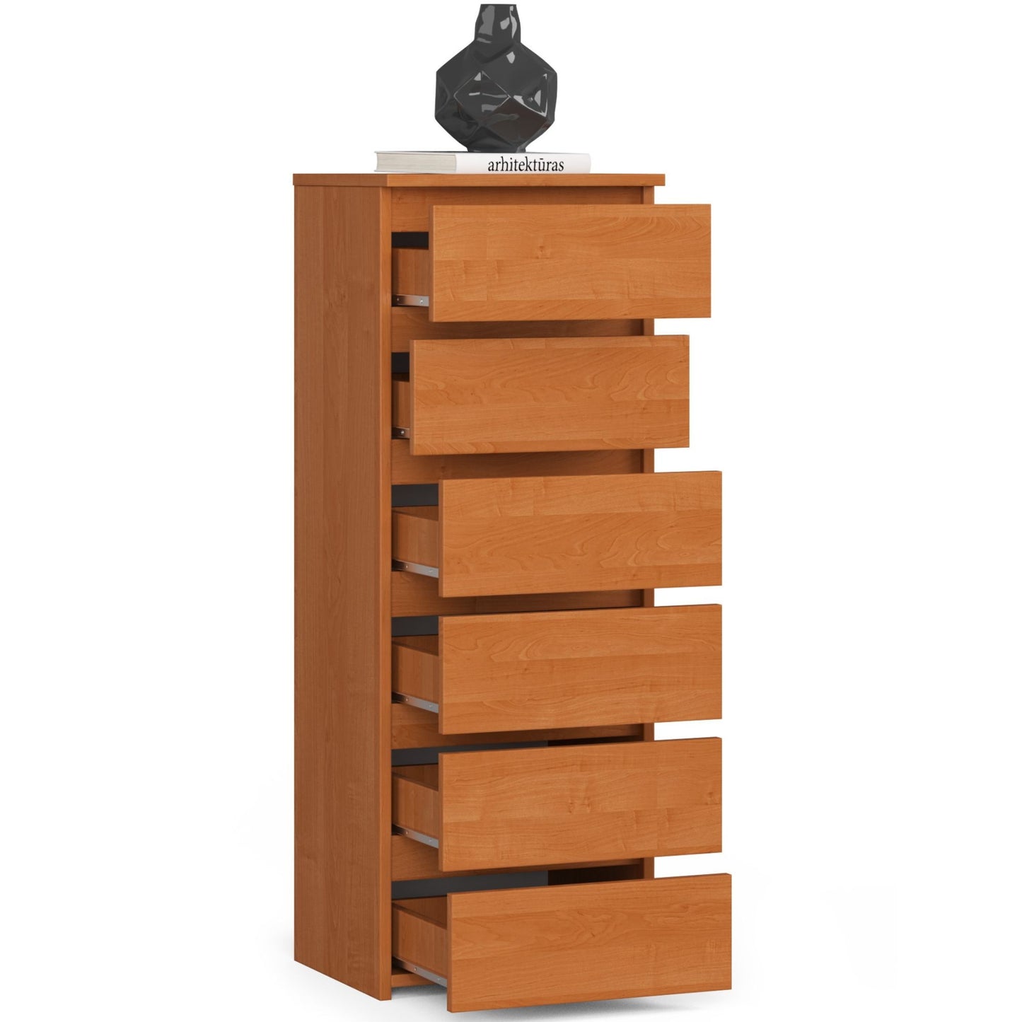 Kommode mit 6 Schubladen Kommode Schlafzimmer Flur Wohnzimmer Organizer Kommode mit Schubladen 40 cm breit 109 cm hoch | Holz Highboard Sideboard Mehrzweckschrank Schrank schmal