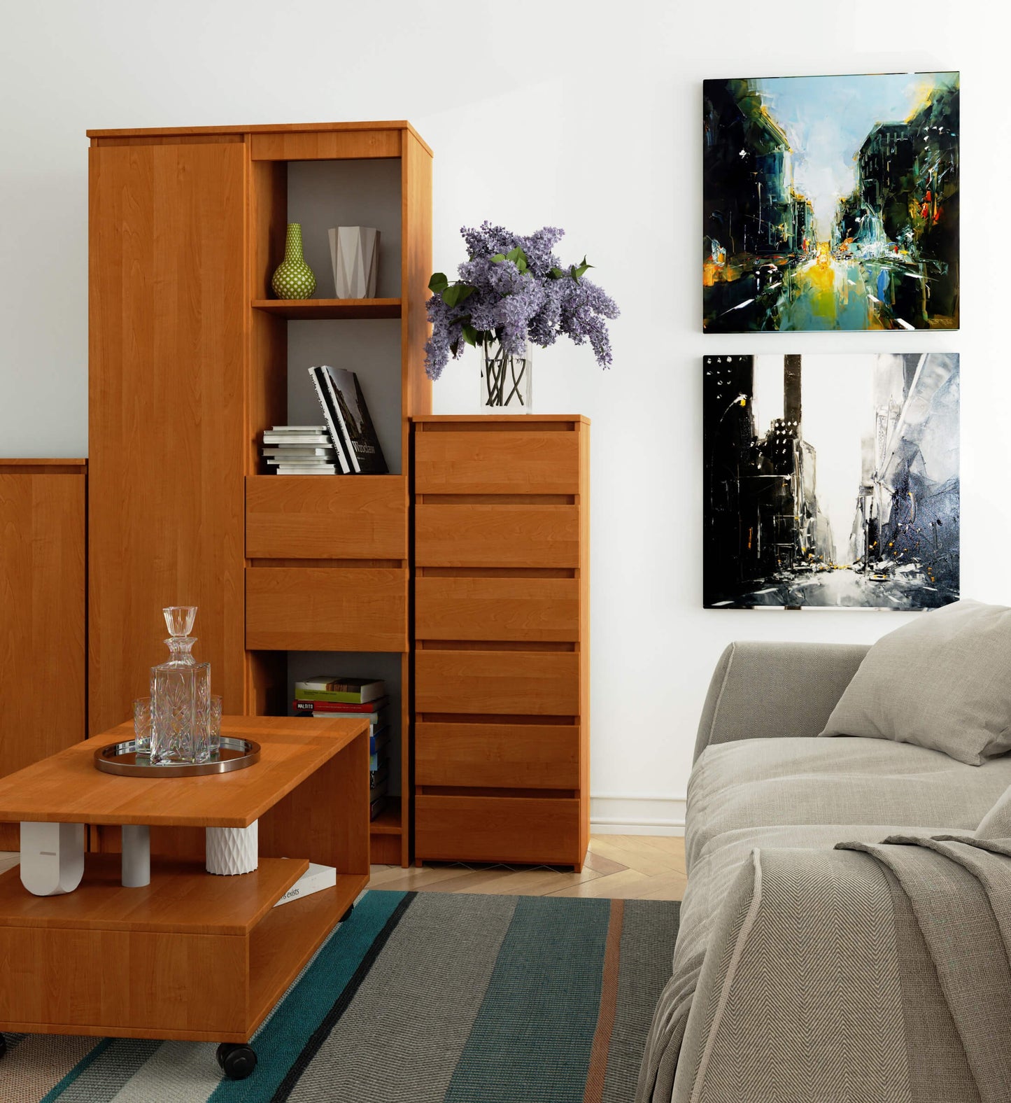 Kommode mit 6 Schubladen Kommode Schlafzimmer Flur Wohnzimmer Organizer Kommode mit Schubladen 40 cm breit 109 cm hoch | Holz Highboard Sideboard Mehrzweckschrank Schrank schmal