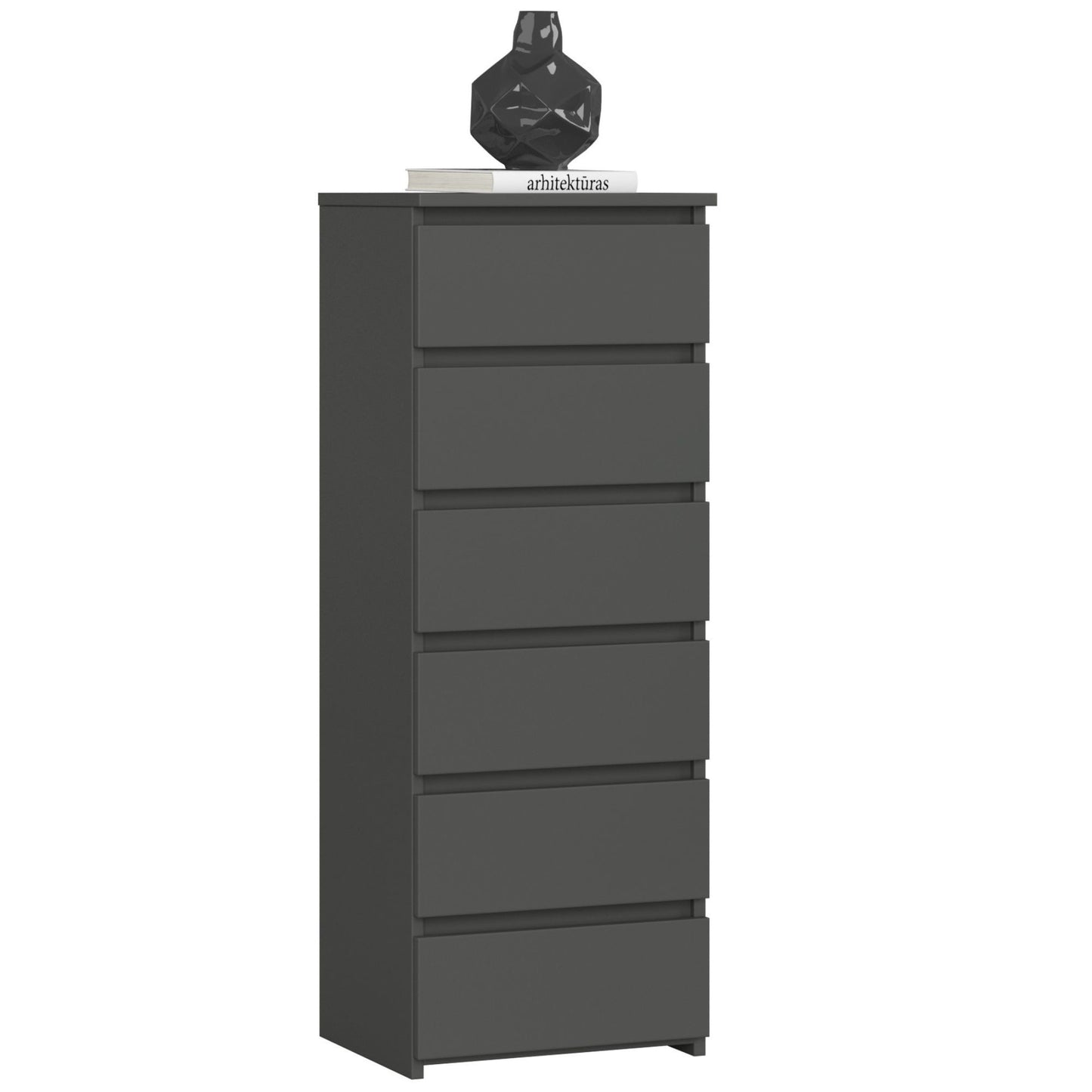 Kommode mit 6 Schubladen Kommode Schlafzimmer Flur Wohnzimmer Organizer Kommode mit Schubladen 40 cm breit 109 cm hoch | Holz Highboard Sideboard Mehrzweckschrank Schrank schmal