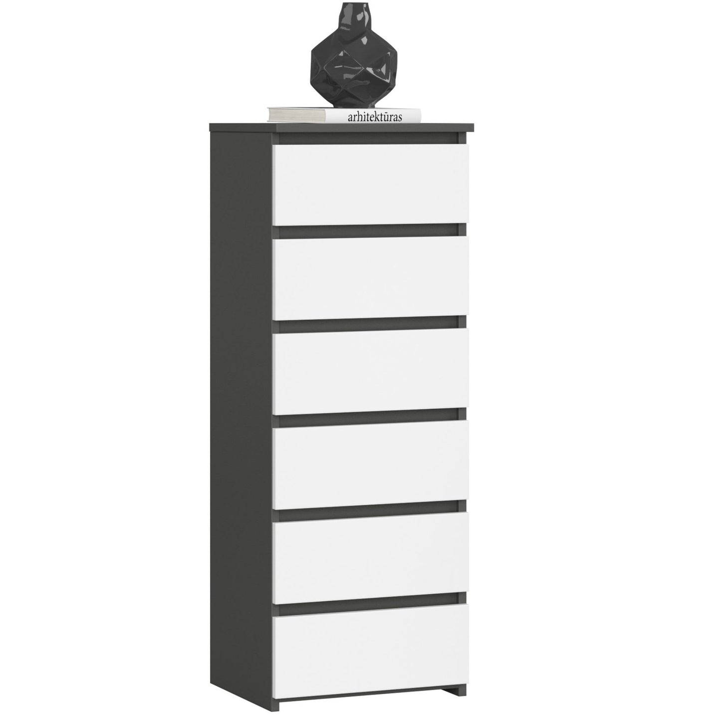 Kommode mit 6 Schubladen Kommode Schlafzimmer Flur Wohnzimmer Organizer Kommode mit Schubladen 40 cm breit 109 cm hoch | Holz Highboard Sideboard Mehrzweckschrank Schrank schmal
