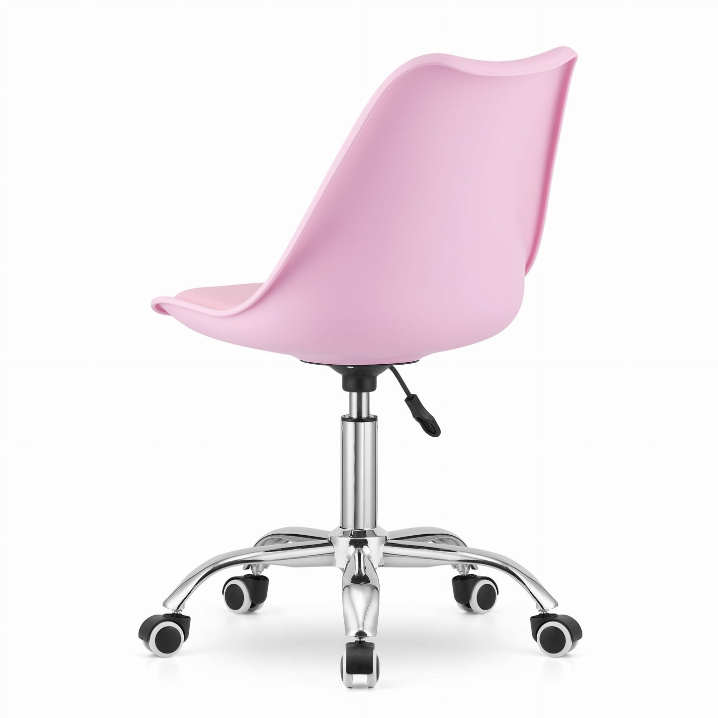 Chaise de bureau pivotante à roulettes, chaise de bureau réglable en hauteur en polypropylène et coussin en simili cuir, cadre chromé, 56,5 x 48,5 x 91,5 cm